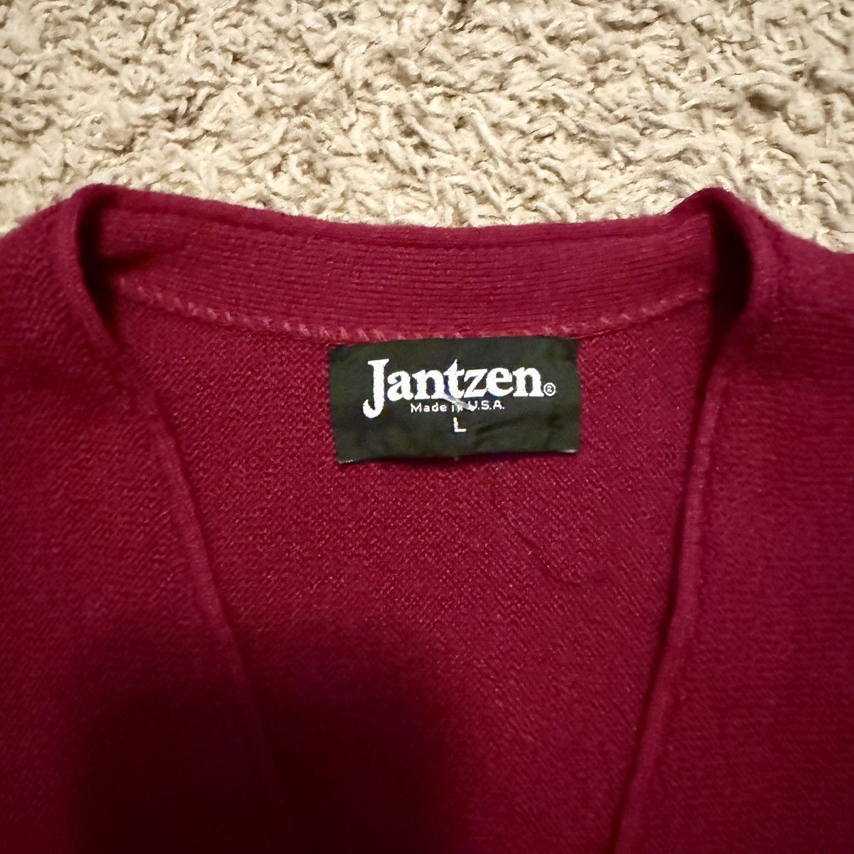 Jantzen VINTAGE 70s BURGUNDY CARDIGAN! Size US L / EU 52-54 / 3 - 5 Thumbnail