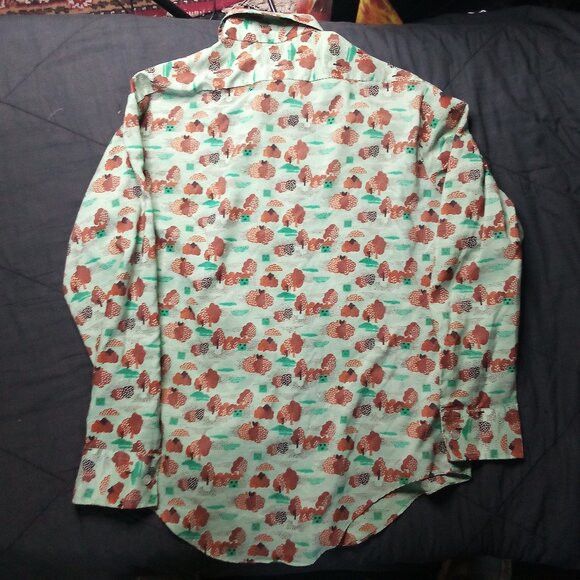 Vintage Vintage KMart MCM Trees Cloud House Polyester Disco Shirt Size L / US 10 / IT 46 - 4 Thumbnail
