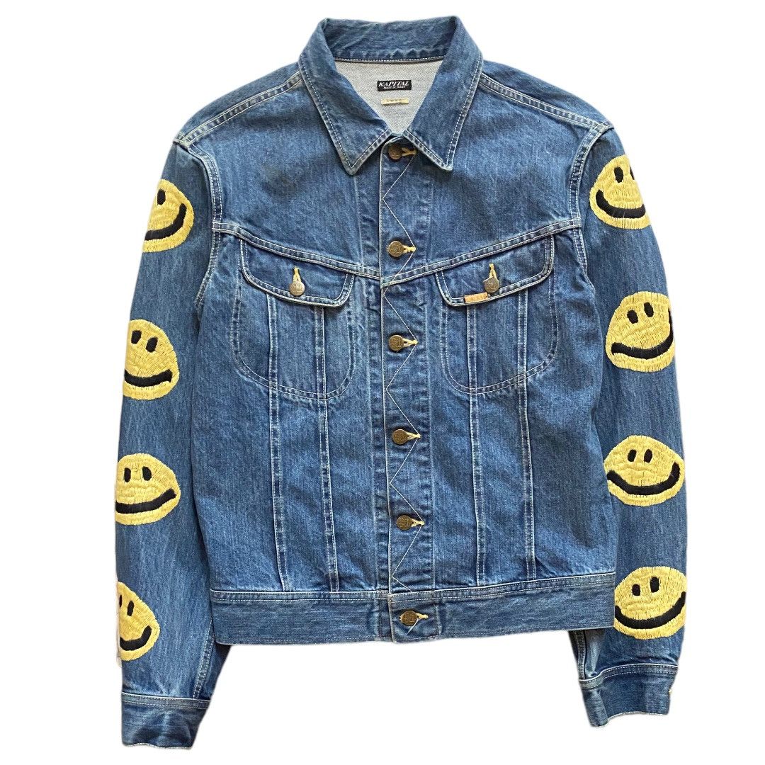 image of Kapital Smiley Denim Jacket in Blue, Men's (Size Small)