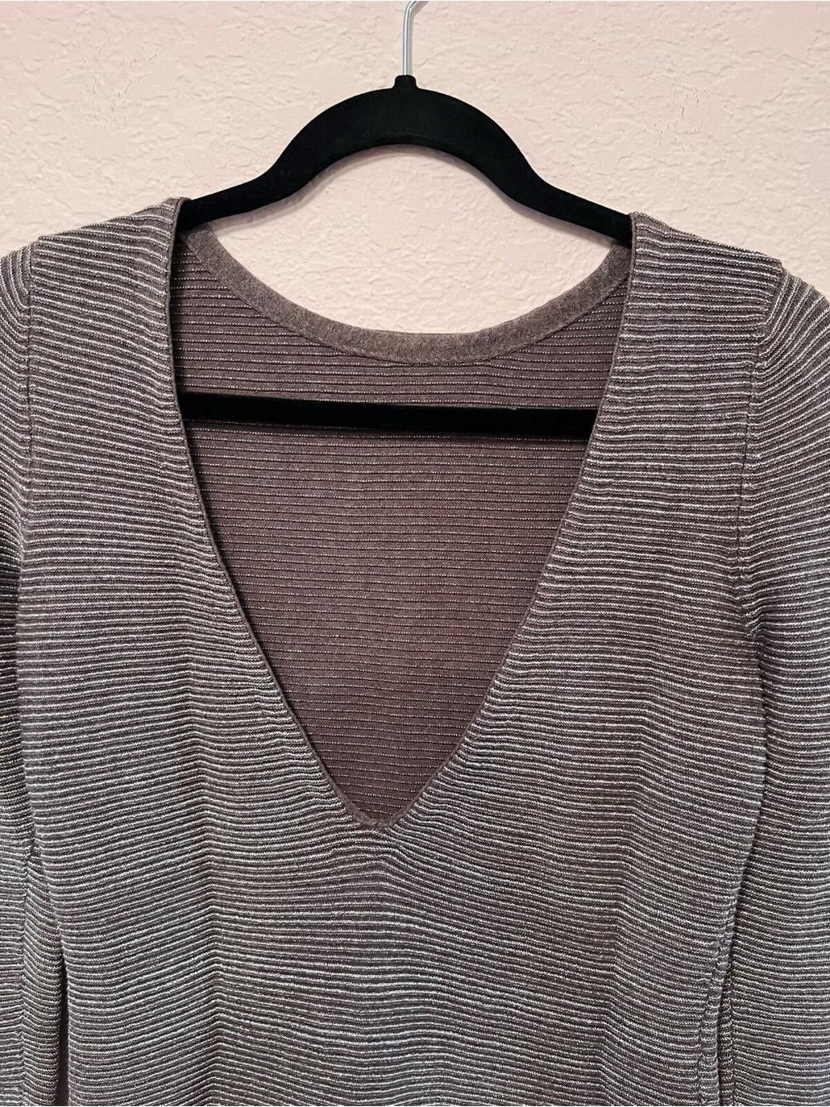 Club Monaco Moda Gray Ribbed Long-Sleeve Knit Dress Size S / US 4 / IT 40 - 7 Thumbnail
