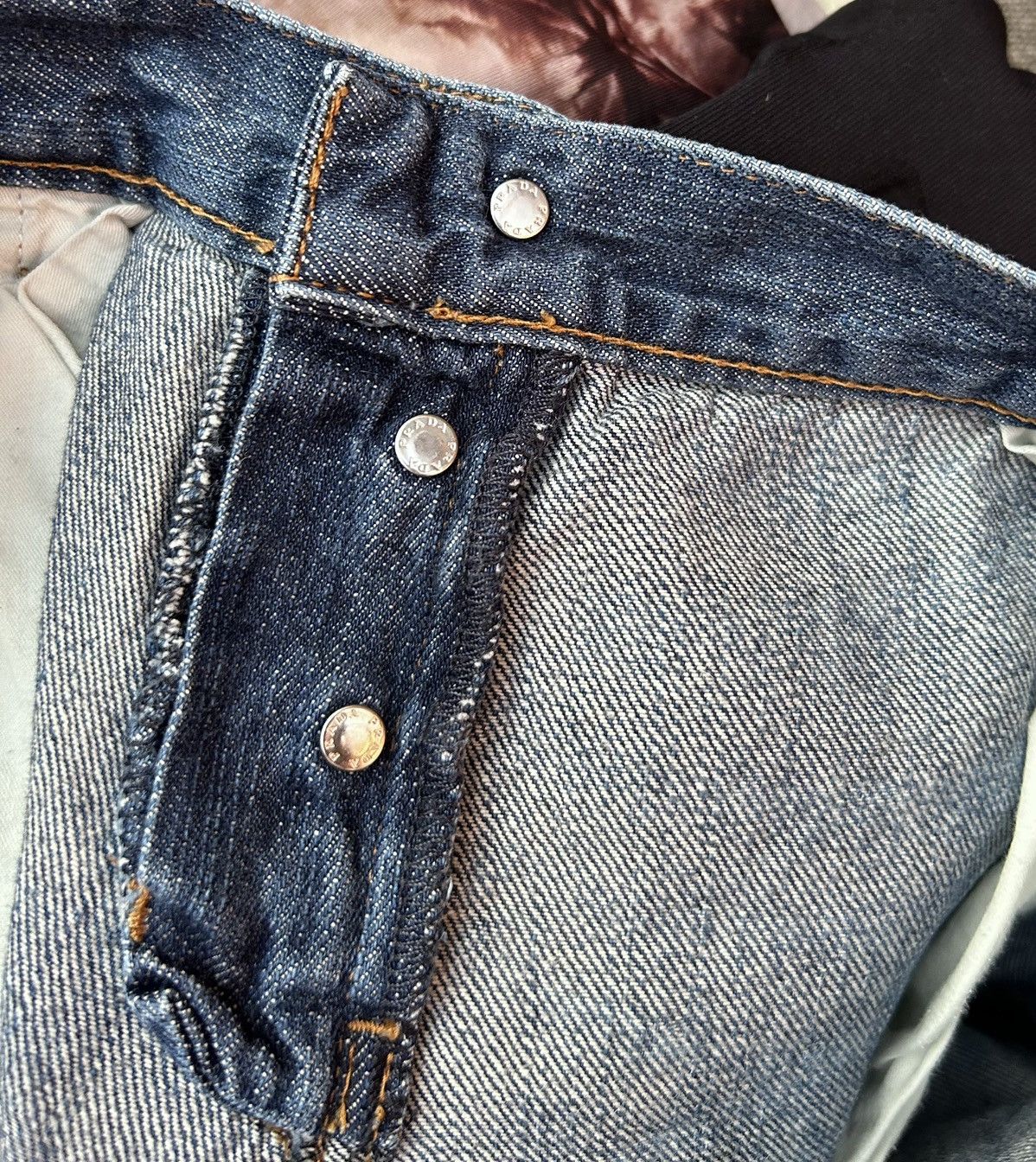 Vintage Prada Blue Jeans Capri Straight Fit Flap Back