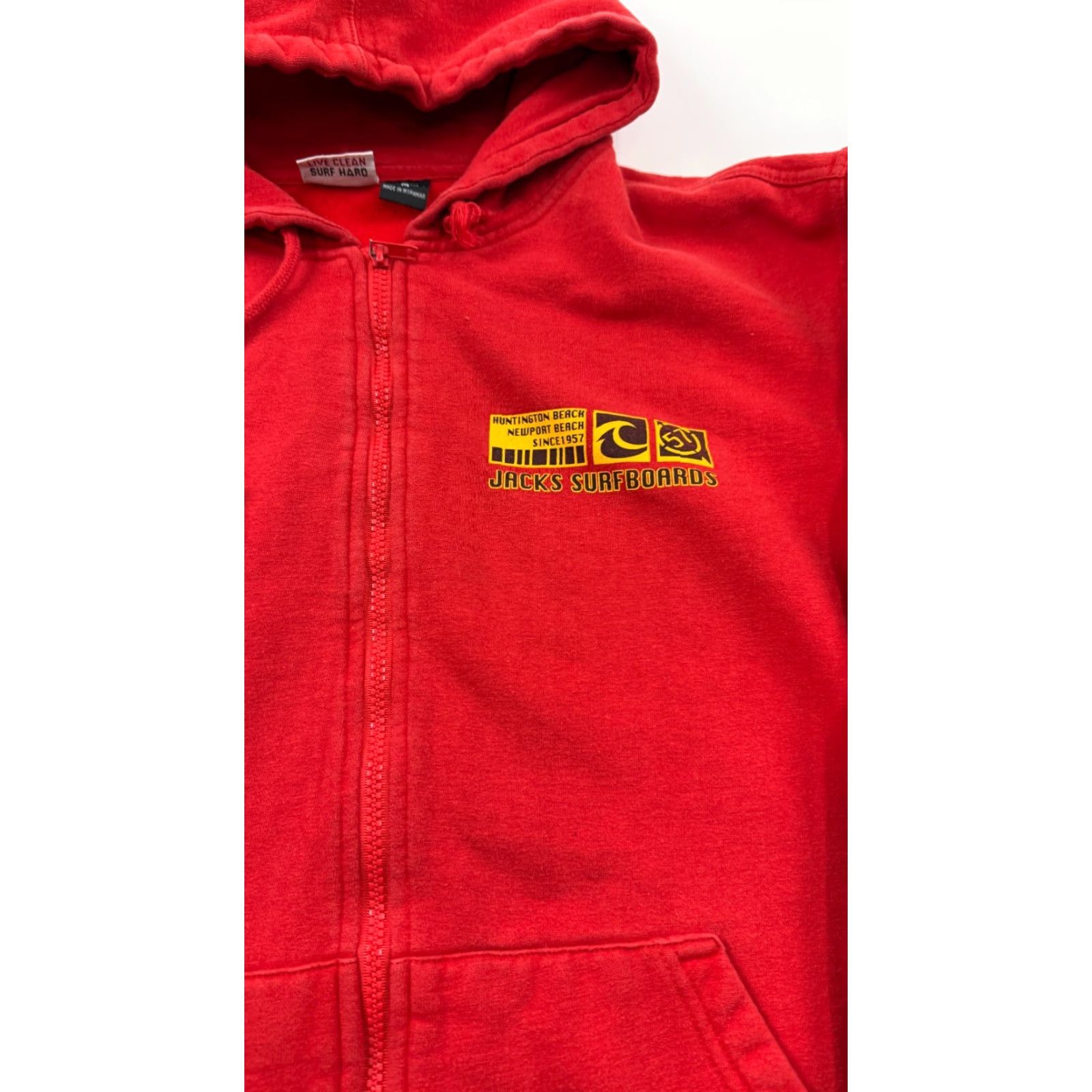 Logo 7 Jack's Surfboards Hoodie Mens Medium Red Fleece Logo Pullover Hooded Long Sleeve Breathable Pockets Outdoor Mens Size US M / EU 48-50 / 2 - 3 Thumbnail