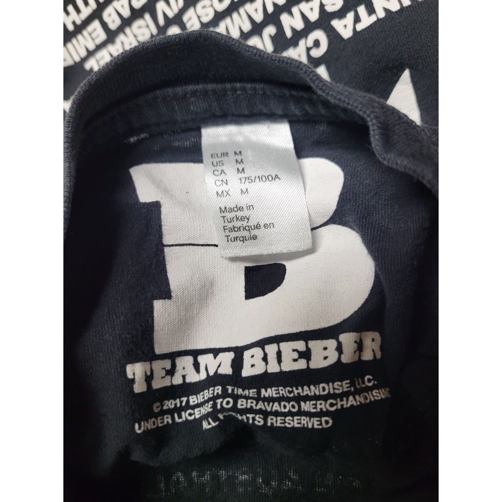 Vintage Team Bieber T-Shirt Unisex Adults Medium Black graphic print Double-Sided Justin Bieber 2017 World Tour Concert Mens Size US M / EU 48-50 / 2 - 3 Thumbnail
