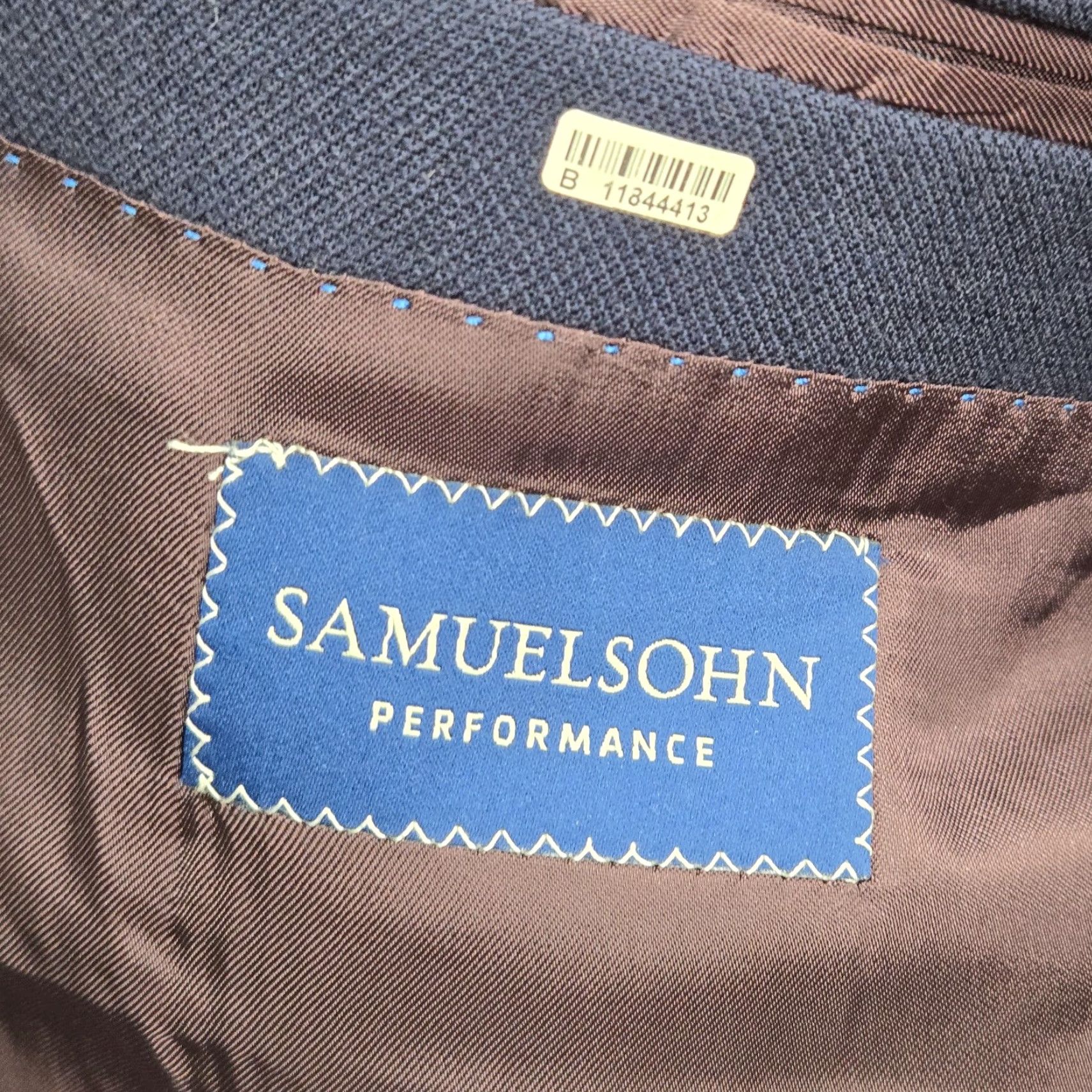 Vintage Samuelsohn 48 Blue Wool Suit Jacket Mens Single-Breasted 2 Button Classic Fit Size 48R - 4 Thumbnail