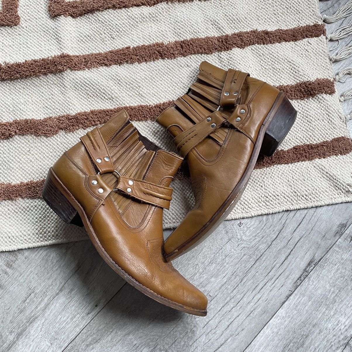 Other VINTAGE LEATHER USA STYLE WESTERN BEIGE/BROWN BOOTS Size US 11 / EU 44 - 2 Thumbnail