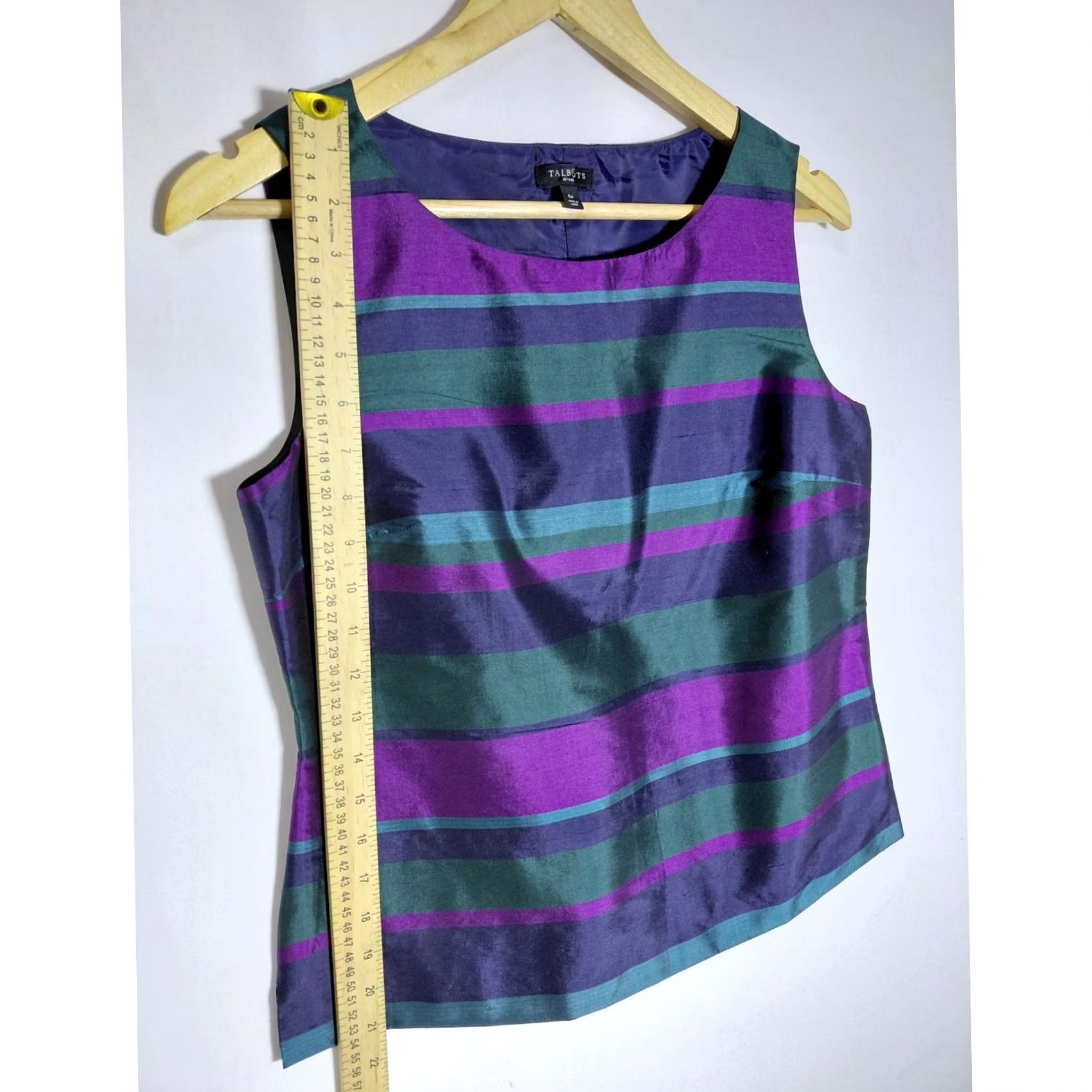 Talbots Talbots Petites Silk Striped Scoop Neck Sleeveless Top Purple Green Size 6P Womens Size M / US 6-8 / IT 42-44 - 5 Thumbnail