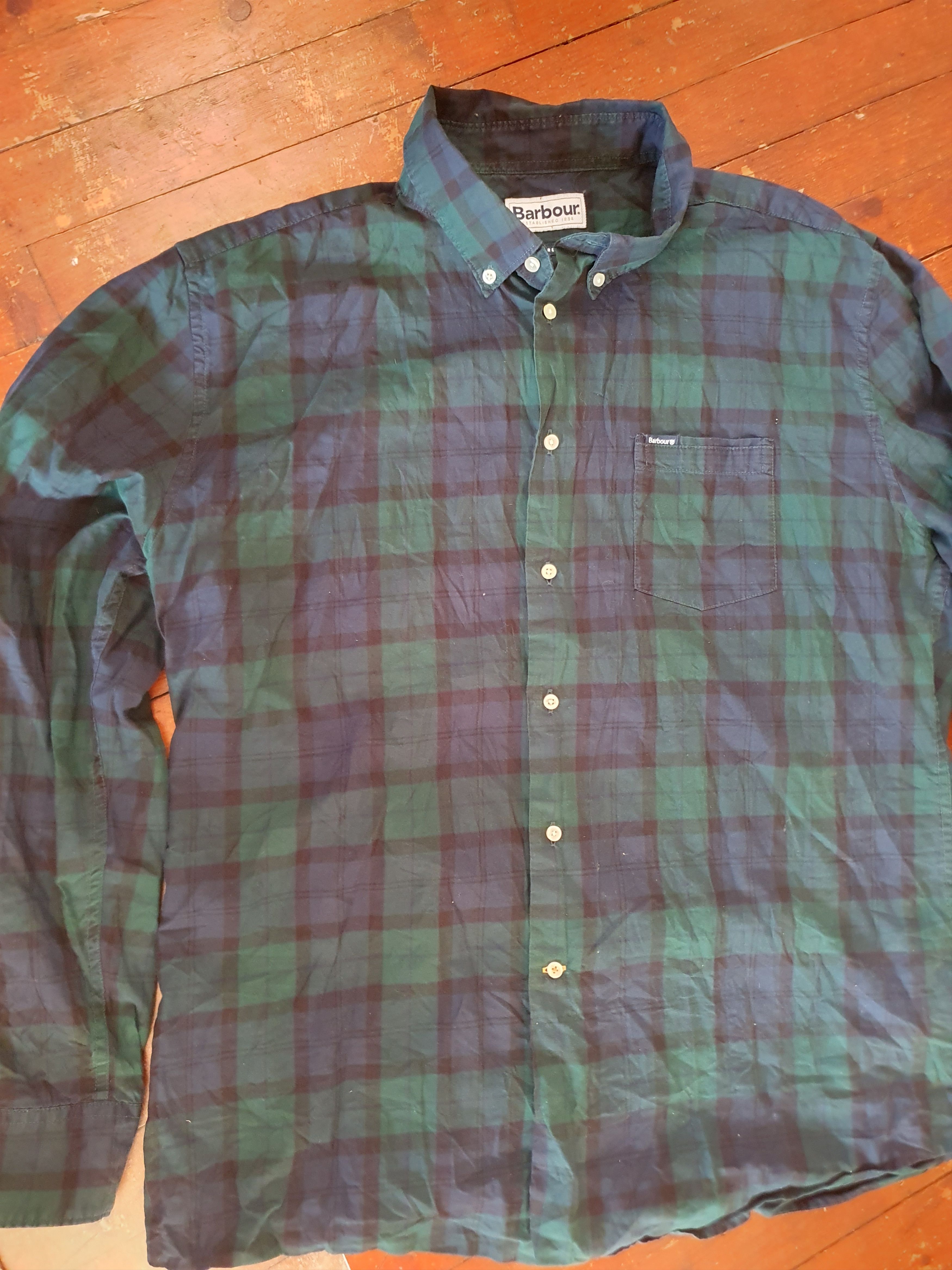Barbour Barbour Tailored Fit Flannel shirt Plaid Blue Green sz XL Size US XL / EU 56 / 4 - 9 Thumbnail