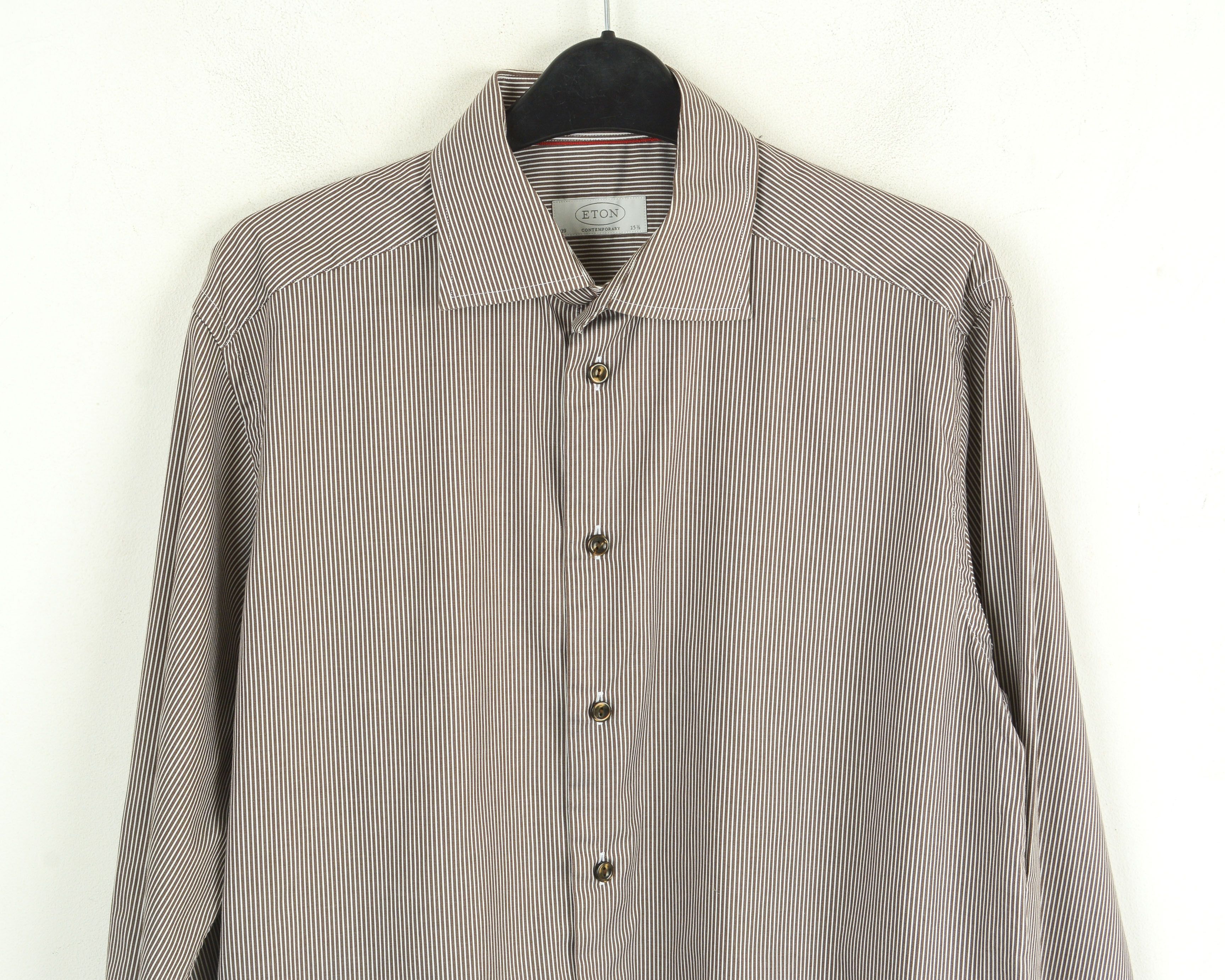 Eton Contemporary Men 15 1/2" Size 39 Single Cuffs Shirt Striped Size 40S - 2 Thumbnail