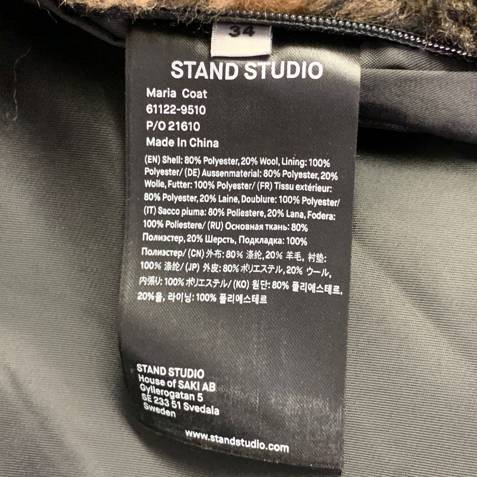 STAND STUDIO STAND STUDIO Maria Tan Black Wool Checkered Notch Lapel Coat Size S / US 4 / IT 40 - 8 Thumbnail