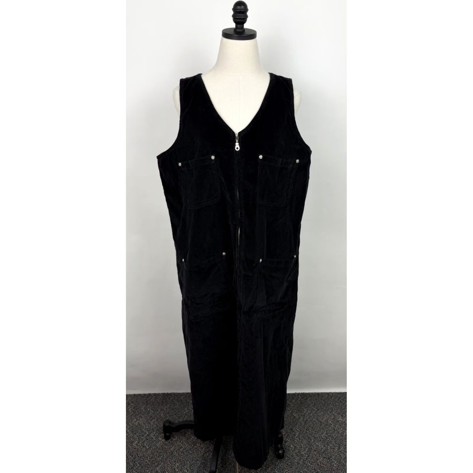 Avenue VINTAGE Avenue Maxi Dress Women XL Black Corduroy Full Zip 90s Y2K Vintage Dress Size XL / US 12-14 / IT 48-50 - 2 Thumbnail