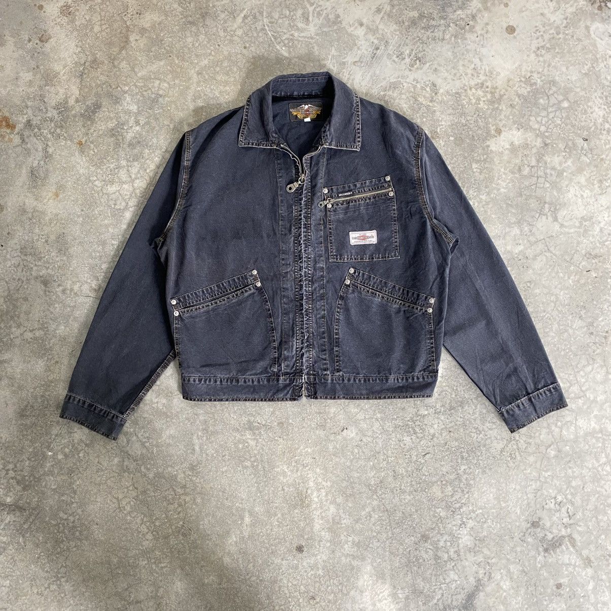 Vintage 1990’s Harley Davidson Faded Black Boxy Work Jacket