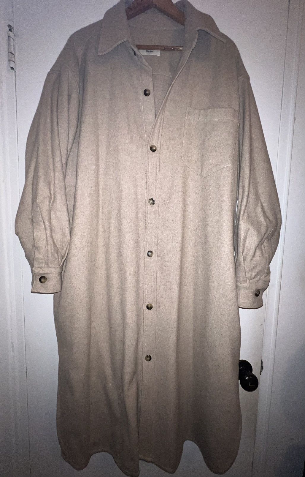 Frankie Shop Frankie Shop Long Oversized Wool Coat in Oatmeal Size ONE SIZE - 5 Thumbnail