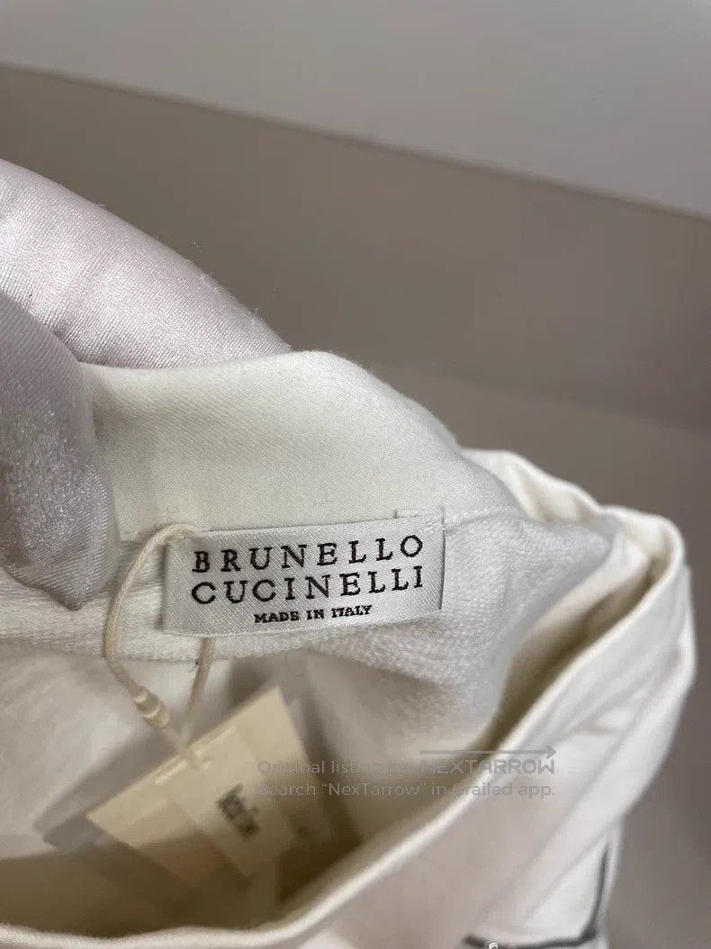 Brunello Cucinelli Brunello Cucinelli White Cotton Beaded Sweatshirt Size XS / US 0-2 / IT 36-38 - 5 Thumbnail