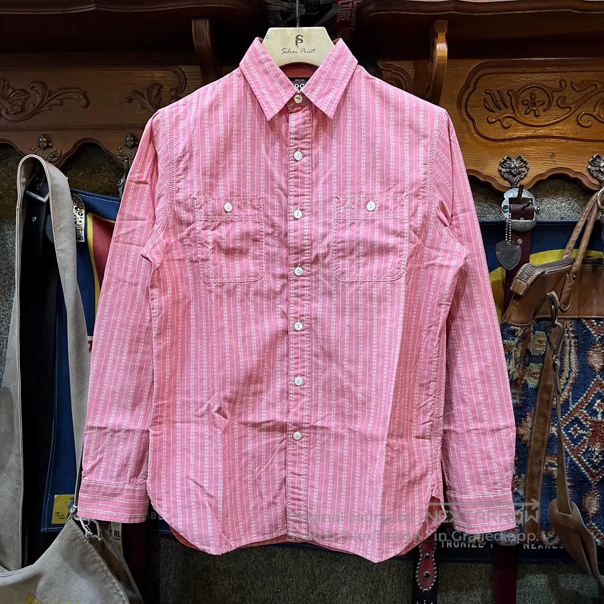 RRL Ralph Lauren Vintage Pink Striped Button-Up Shirt. Size US S / EU 44-46 / 1 - 1 Thumbnail