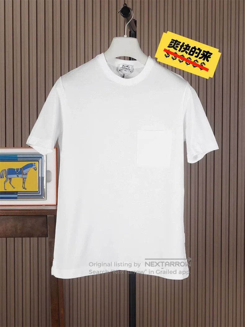 Hermes Hermes Spring-Summer Men's White Pique Cotton Short Sleeve Size US S / EU 44-46 / 1 - 1 Thumbnail