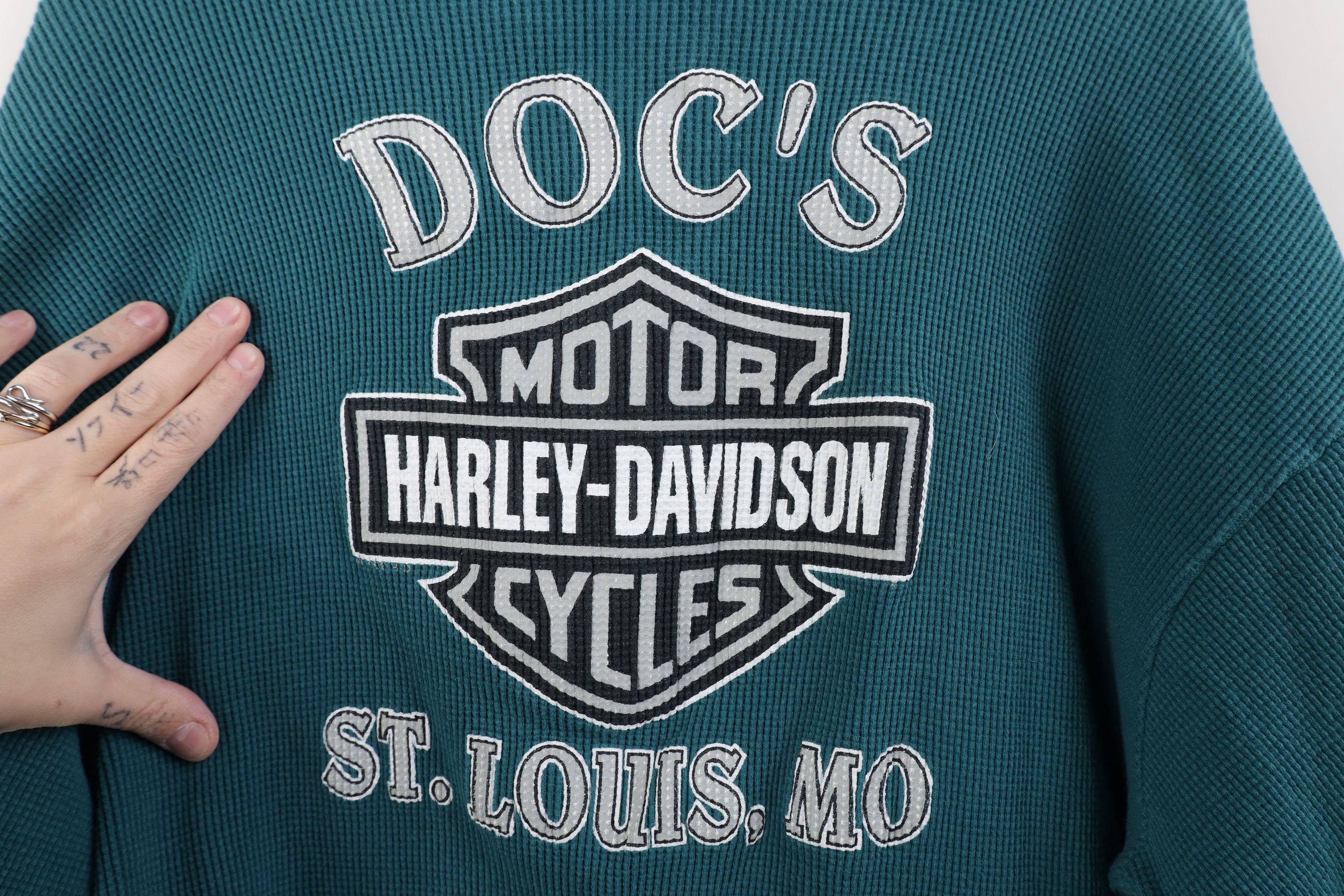Harley Davidson Vintage 90s Harley Davidson Waffle Knit Henley T-Shirt USA Size US XXL / EU 58 / 5 - 10 Thumbnail