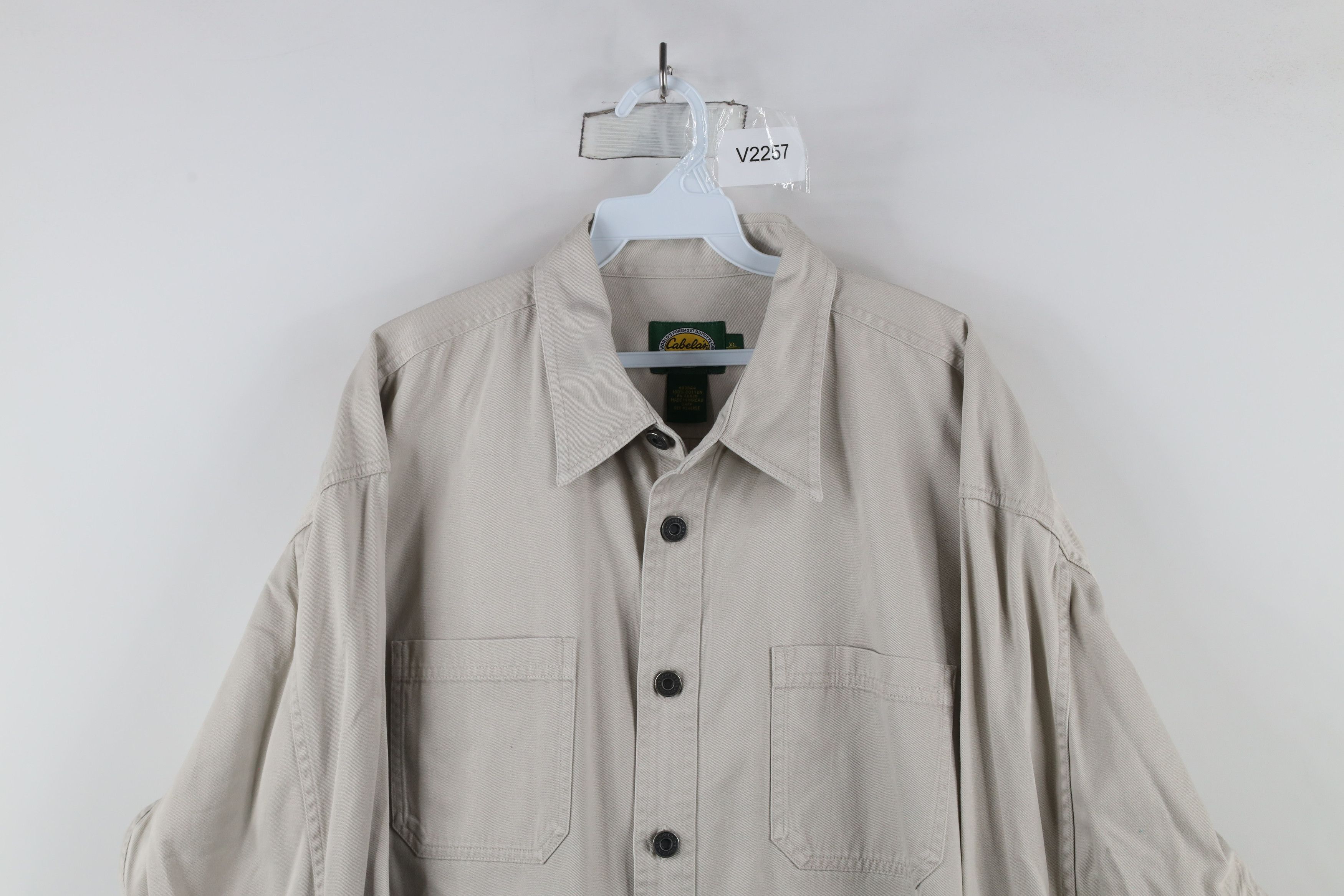 Cabelas × Vintage Vintage 90s Cabelas Cotton Twill Safari Button Shirt Beige Size US XL / EU 56 / 4 - 2 Thumbnail