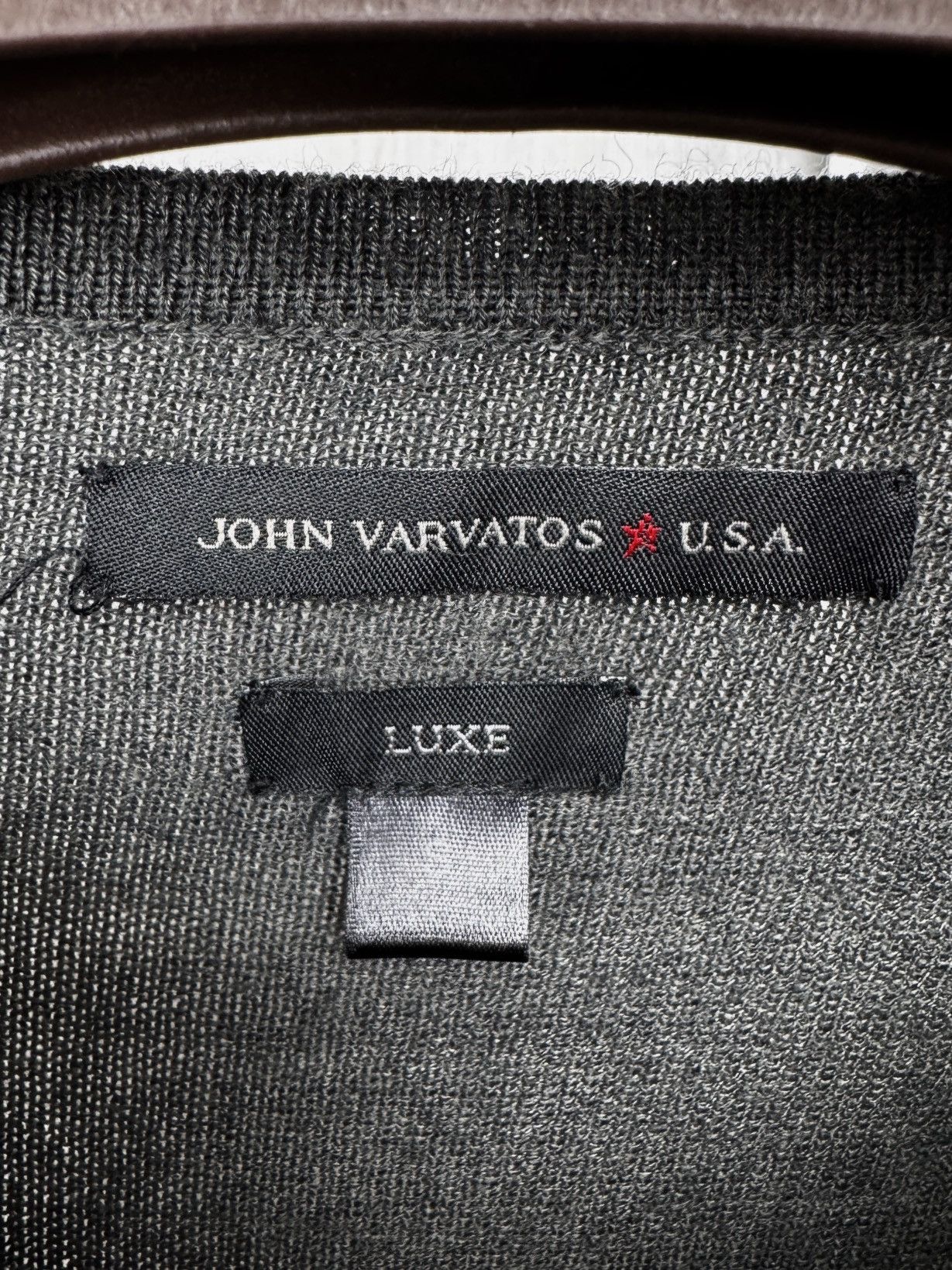 John Varvatos John Varvatos Luxe Line grey wool blend leather trim sweater Size US S / EU 44-46 / 1 - 9 Thumbnail