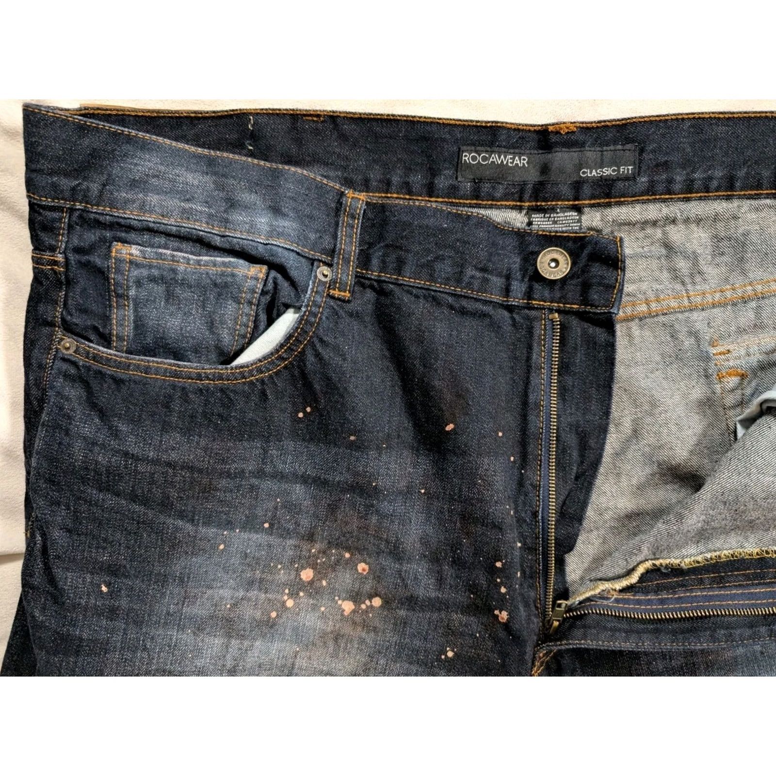 Rocawear VINTAGE Rocawear Jeans Men 48x35 Blue Dark Wash Embroidered Hip Hop 90s VTG Mens Jeans Wide-Leg 48 Inseam 35 in Cotton Denim Size US 32 / EU 48 - 5 Thumbnail