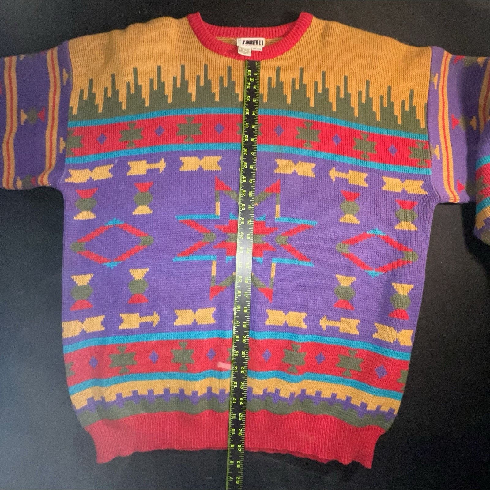 Giorgio Fiorelli VNTG Forelli International geometric knit crewneck sweater Size US XL / EU 56 / 4 - 4 Thumbnail