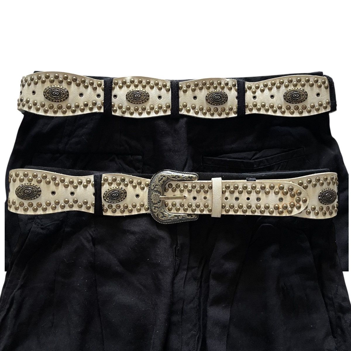 Japanese Brand Vintage Western Studded Wide Belt KMrii style Size 30 - 1 Thumbnail