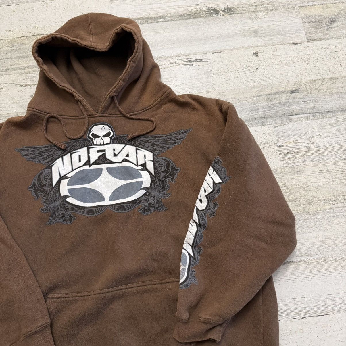 No Fear Vintage Sun Faded Grunge Skull No Fear Spellout Hoodie XL Size US XXL / EU 58 / 5 - 2 Thumbnail
