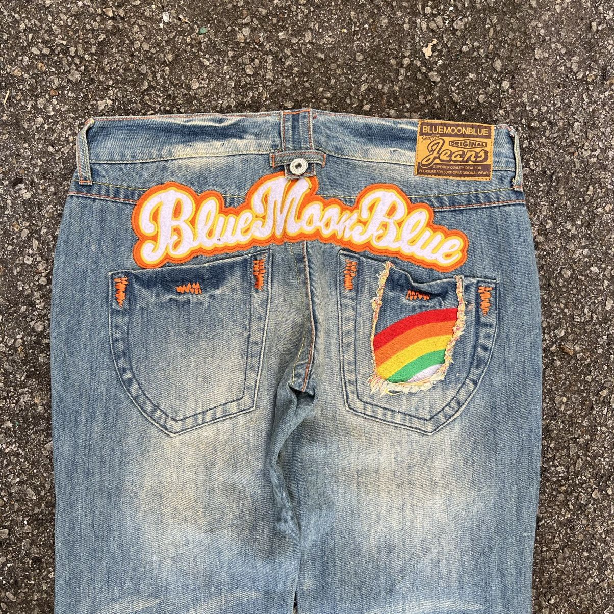 Other Blue Moon Blue Rainbow Denim Distressed Jeans Faded Blue Size 29" - 10 Thumbnail