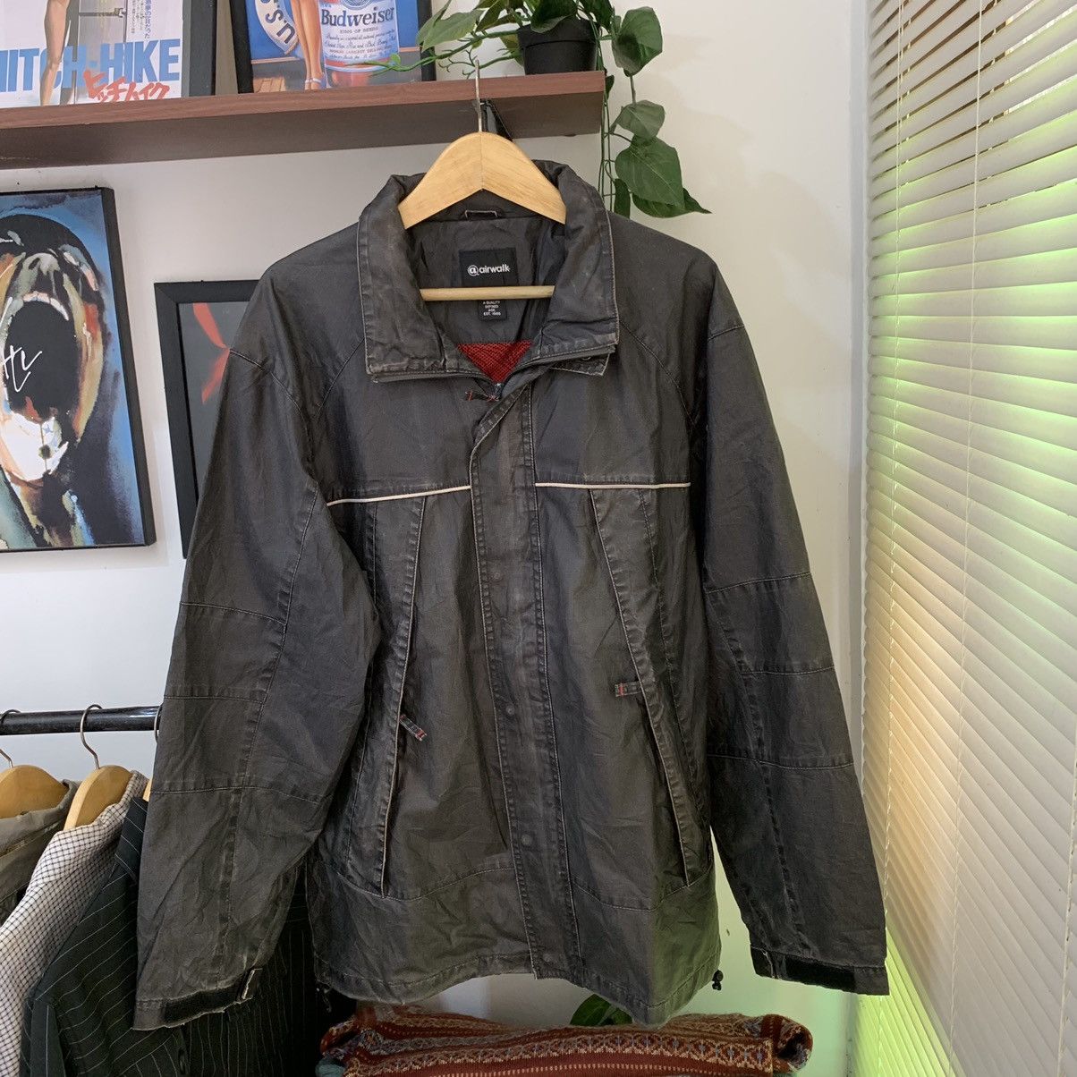 Airwalk × Japanese Brand Vintage 90s airwalk windbreaker work jacket hidden hoodie Size US XL / EU 56 / 4 - 1 Thumbnail