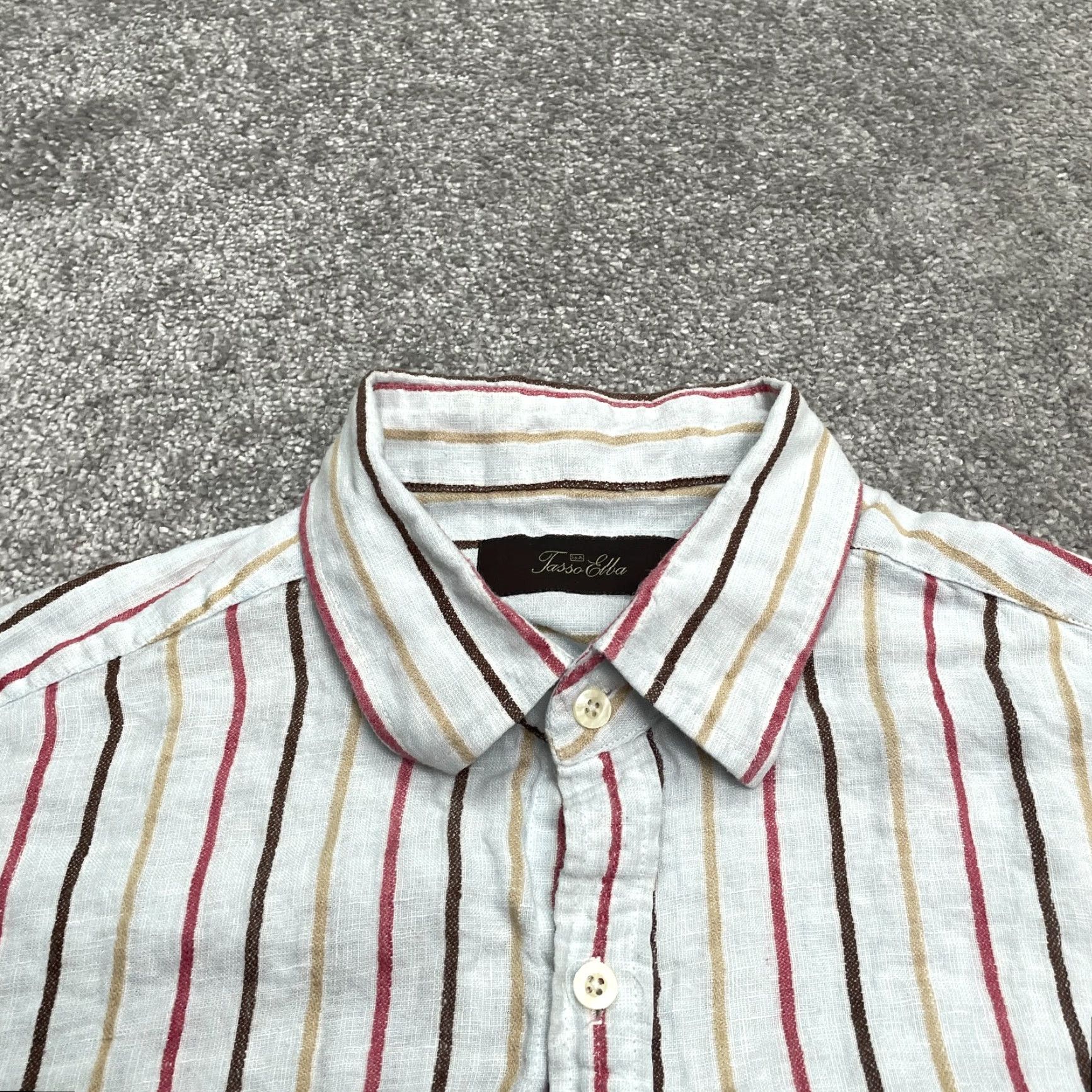 Tasso Elba Tasso Elba Button-Down Shirt Mens L Multicolor Linen Striped Long Sleeve Casual Size US L / EU 52-54 / 3 - 3 Thumbnail