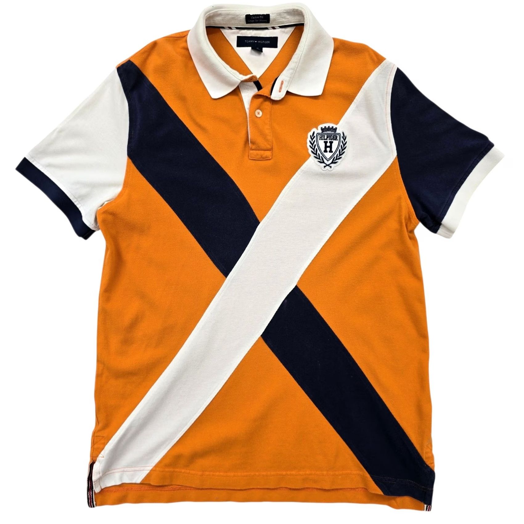 Tommy Hilfiger Tommy Hilfiger Polo Shirt Color Block Men's L Regular Orange Navy White Shirt Size US L / EU 52-54 / 3 - 2 Thumbnail