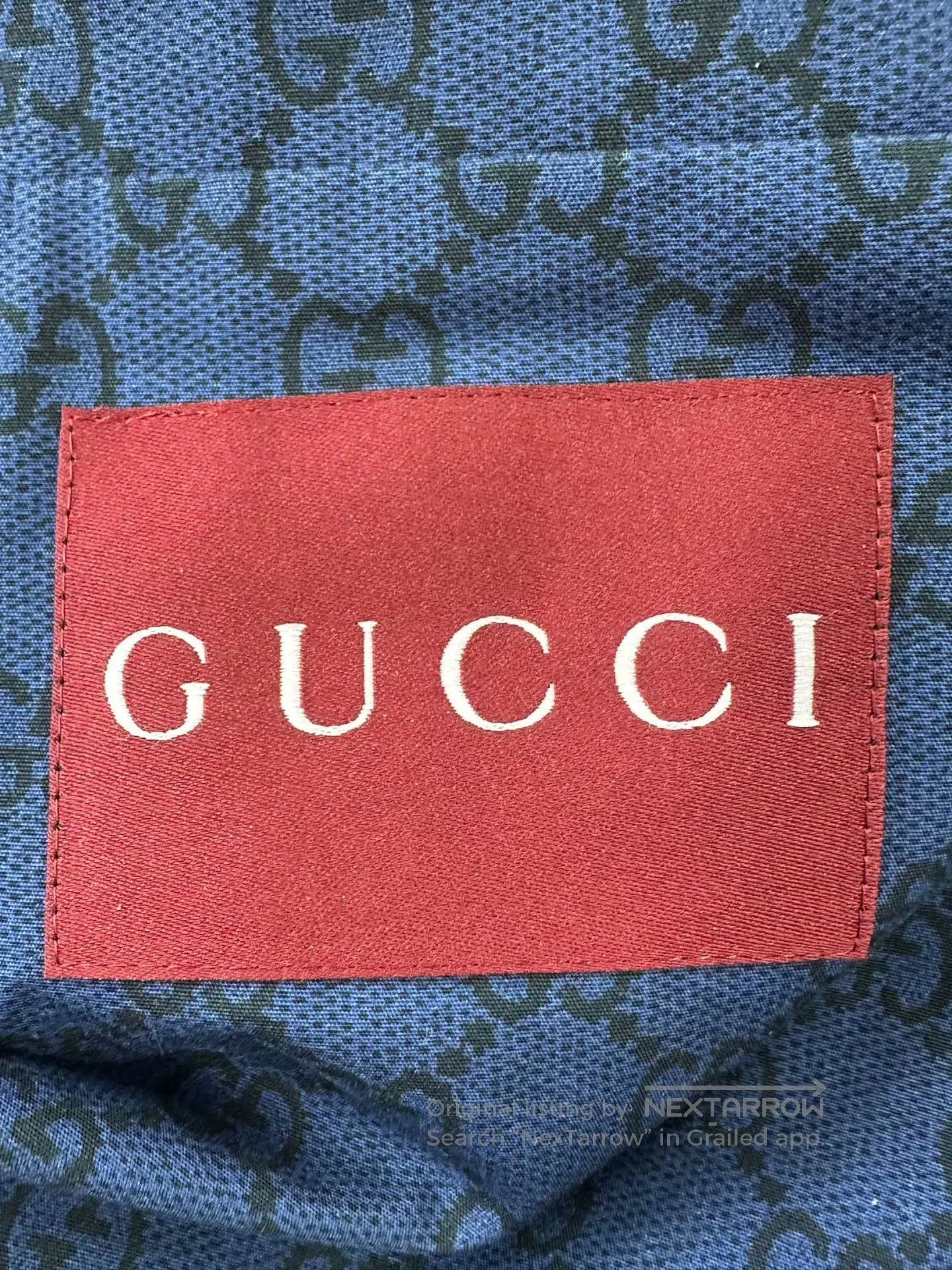 Gucci Guicci Dark Blue Full Print Logo Zip-up Jacket| Size US S / EU 44-46 / 1 - 4 Thumbnail