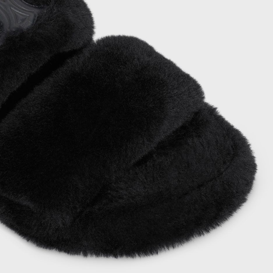 Celine o1w1db10125 343554434C Triomphe Fur Slides in Black Size US 12 / IT 42 - 4 Thumbnail