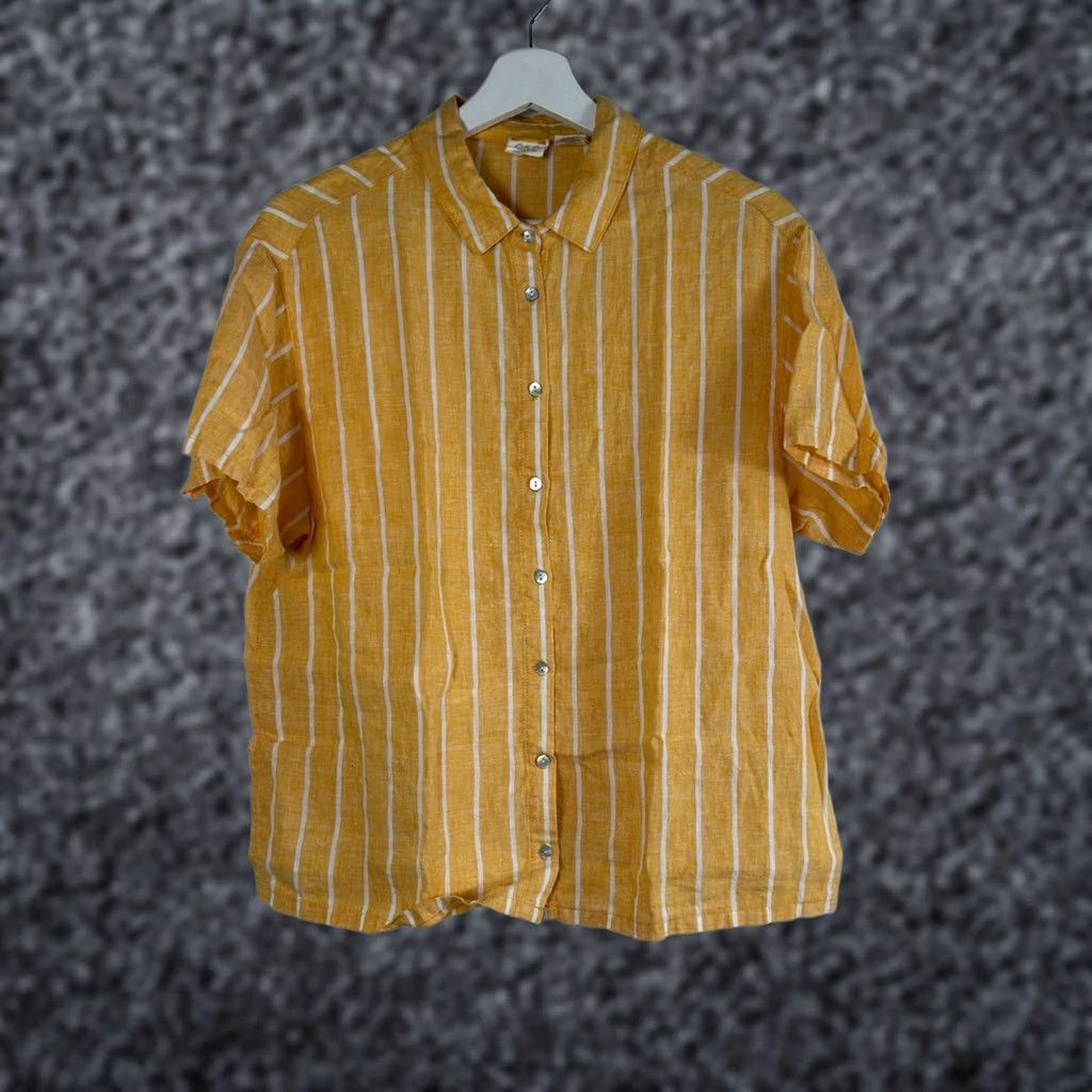 Vintage C&C California Womens Yellow White Striped Linen Button-Up Shirt Top Small NWOT Size S / US 4 / IT 40 - 1 Thumbnail