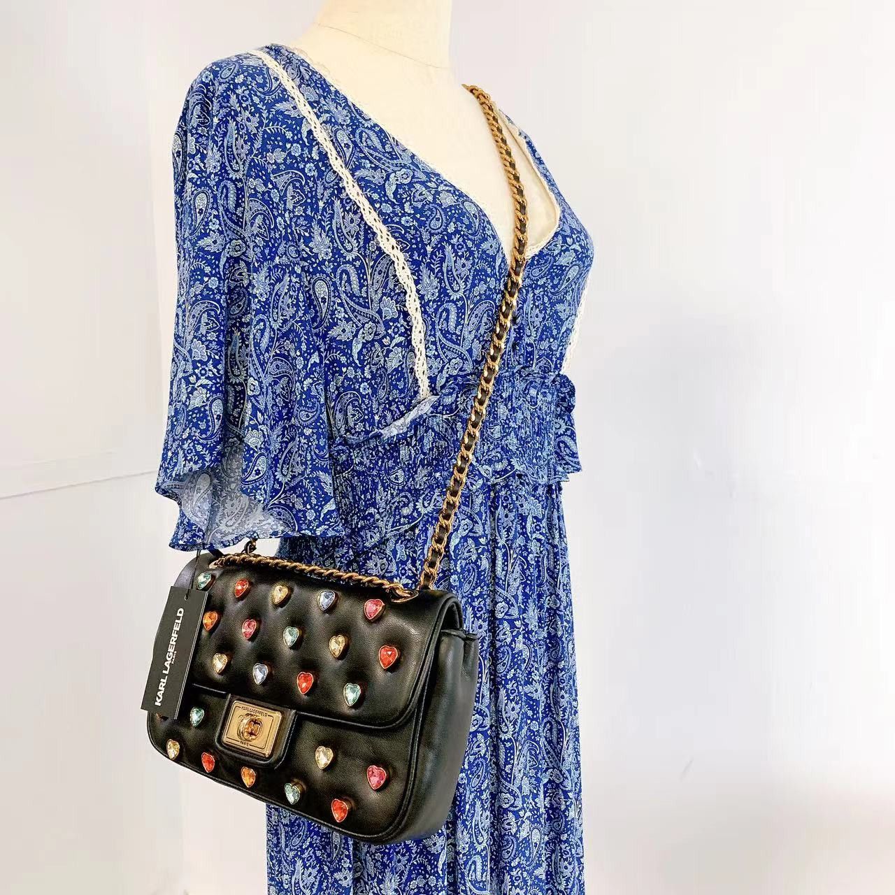 Karl Lagerfeld Karl Lagerfeld LH1HB283 AGYNESS SHOULDER BAG IN BLACK MULTI Size ONE SIZE - 2 Thumbnail