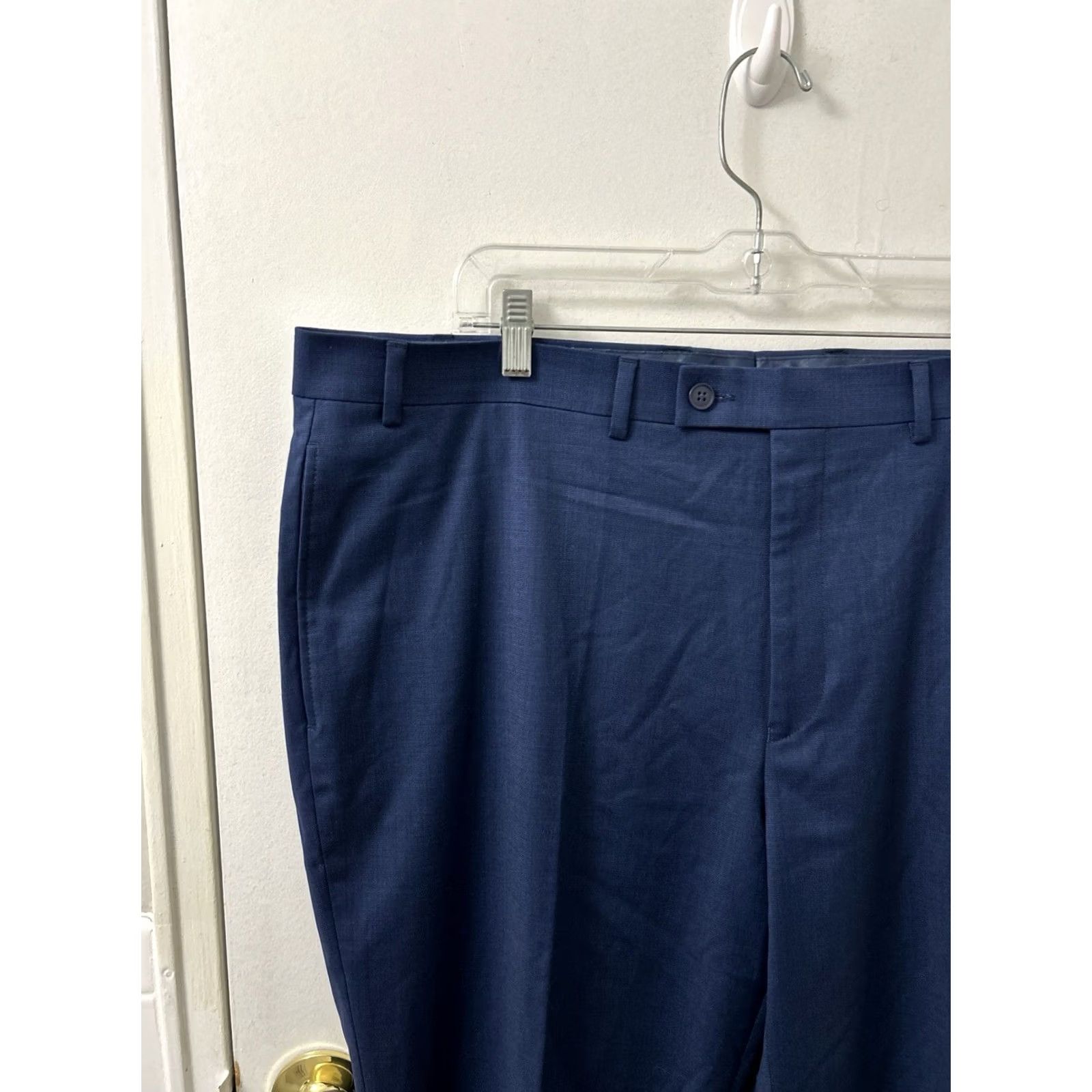 Vintage VINTAGE? No. Michael Strahan Collection Dress Pants Mens 42x32 Navy Blue Wool Blend Trousers Size US 42 / EU 58 - 4 Thumbnail