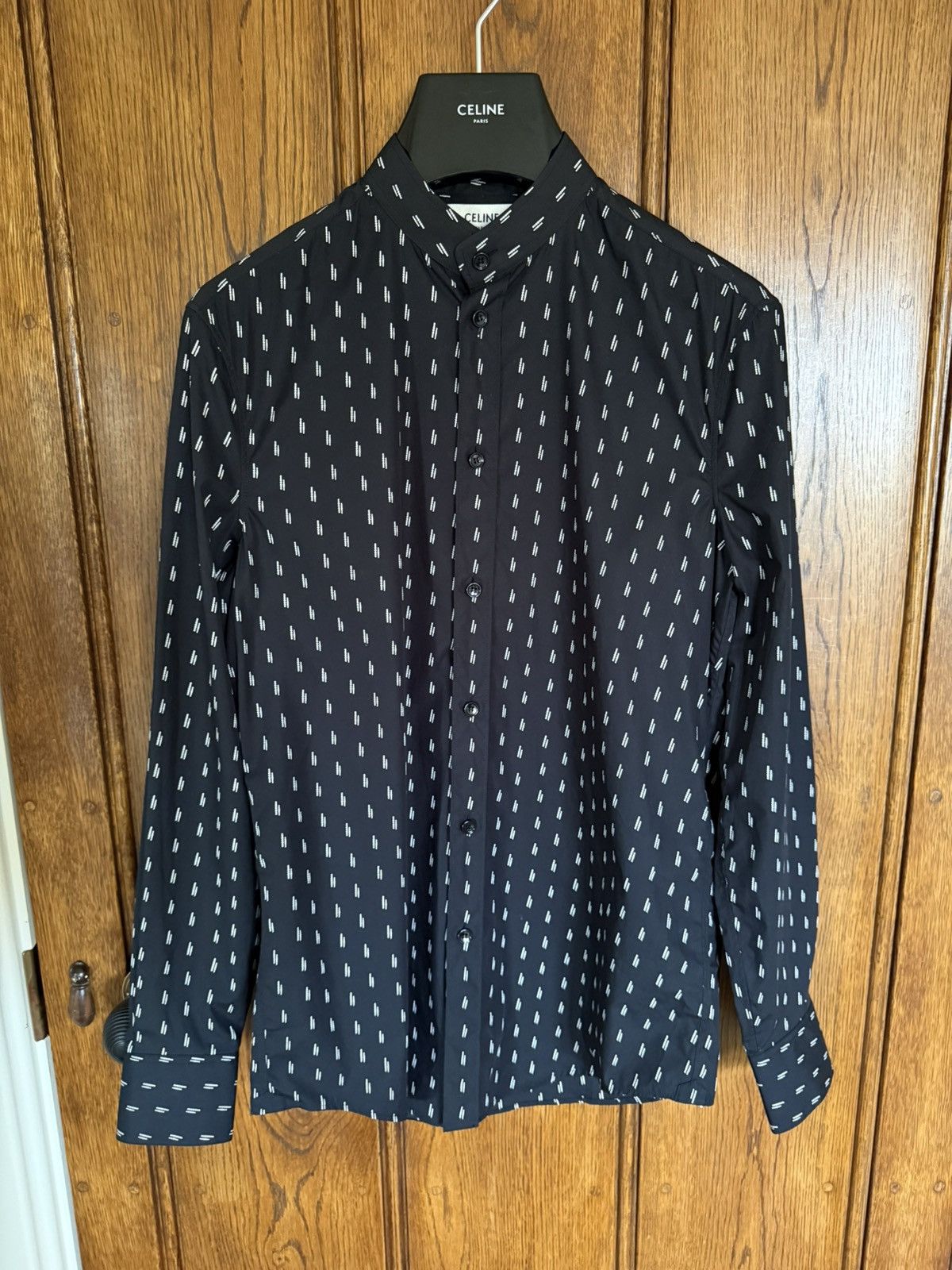 Celine SS19 Celine stand up collar black shirt Hedi Slimane 37 BNWT Size US S / EU 44-46 / 1 - 2 Thumbnail