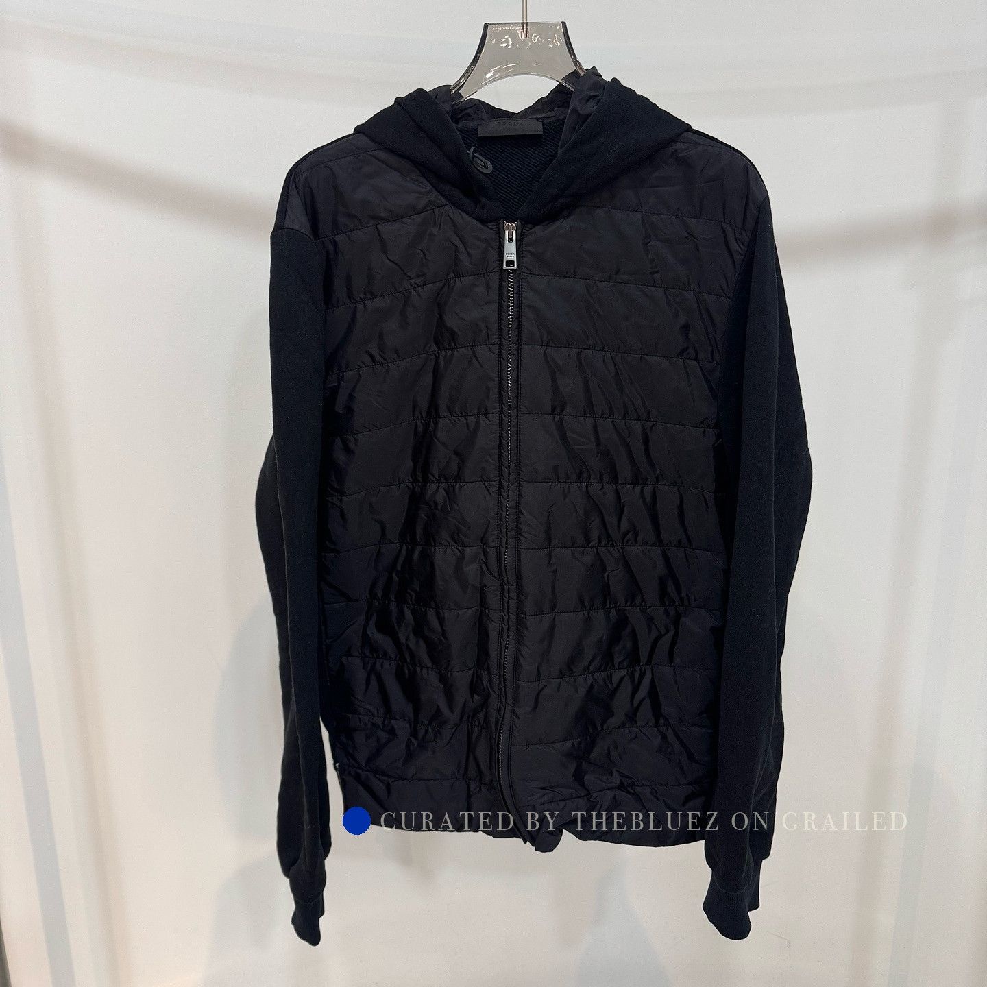 Prada Quilted Zip Hoodie in Black, Size L Size US L / EU 52-54 / 3 - 1 Thumbnail
