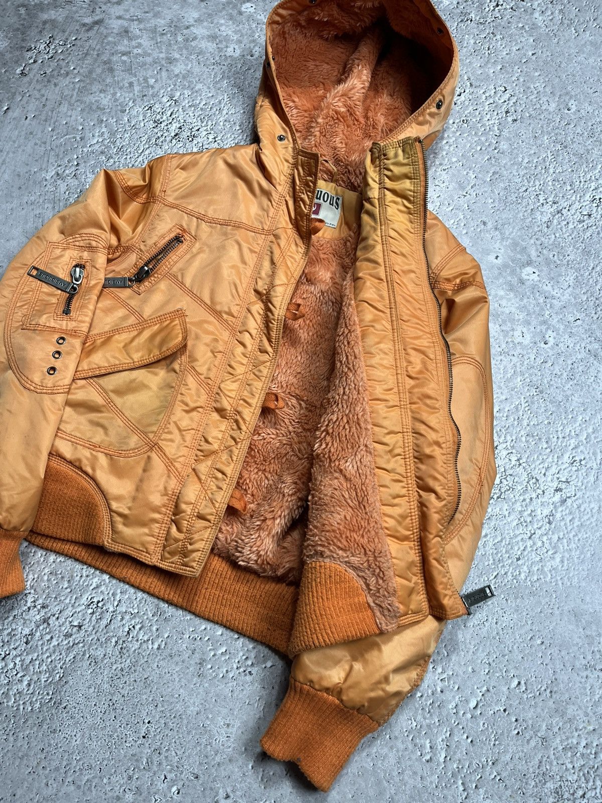 Other Women’s Cropped Bomber Jacket Faux Fur Lined Orange Size M Size M / US 6-8 / IT 42-44 - 7 Thumbnail