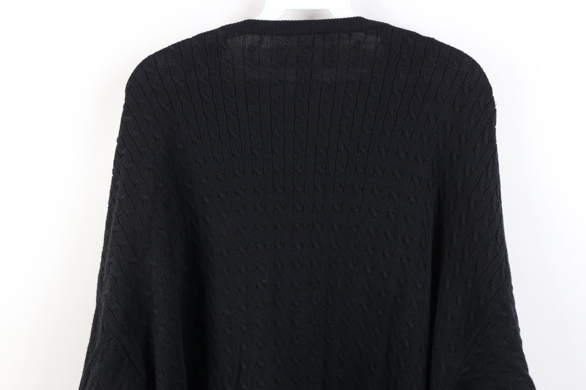 Vintage Vintage 90s Streetwear Cable Knit V-Neck Sweater Black Size US XL / EU 56 / 4 - 9 Thumbnail