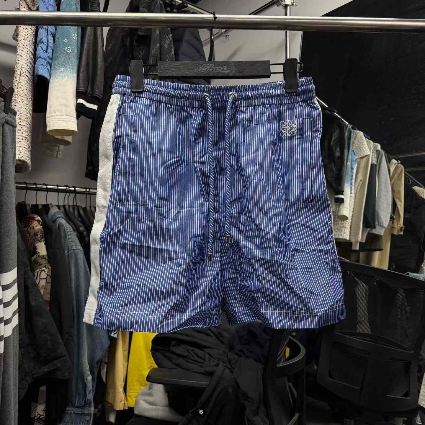 Loewe Loewe Blue White Striped Embroidered Logo Shorts Size US 32 / EU 48 - 1 Thumbnail