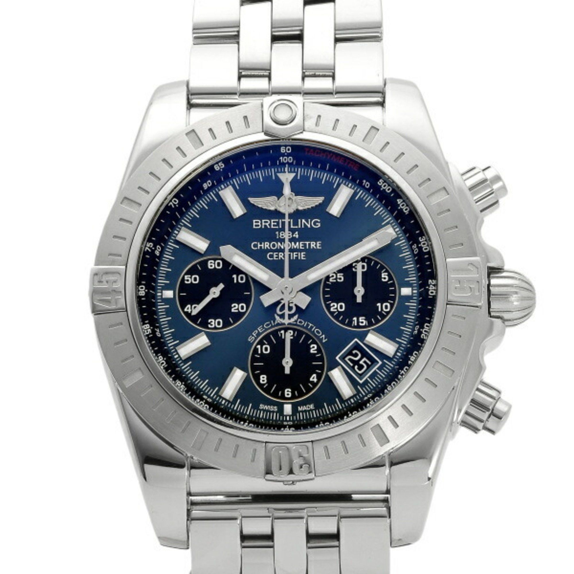 image of Breitling Chronomat 44 Jsp Japan Limited Model To 500 Pieces Ab011511/c987 Blue/black Dial Watch Me