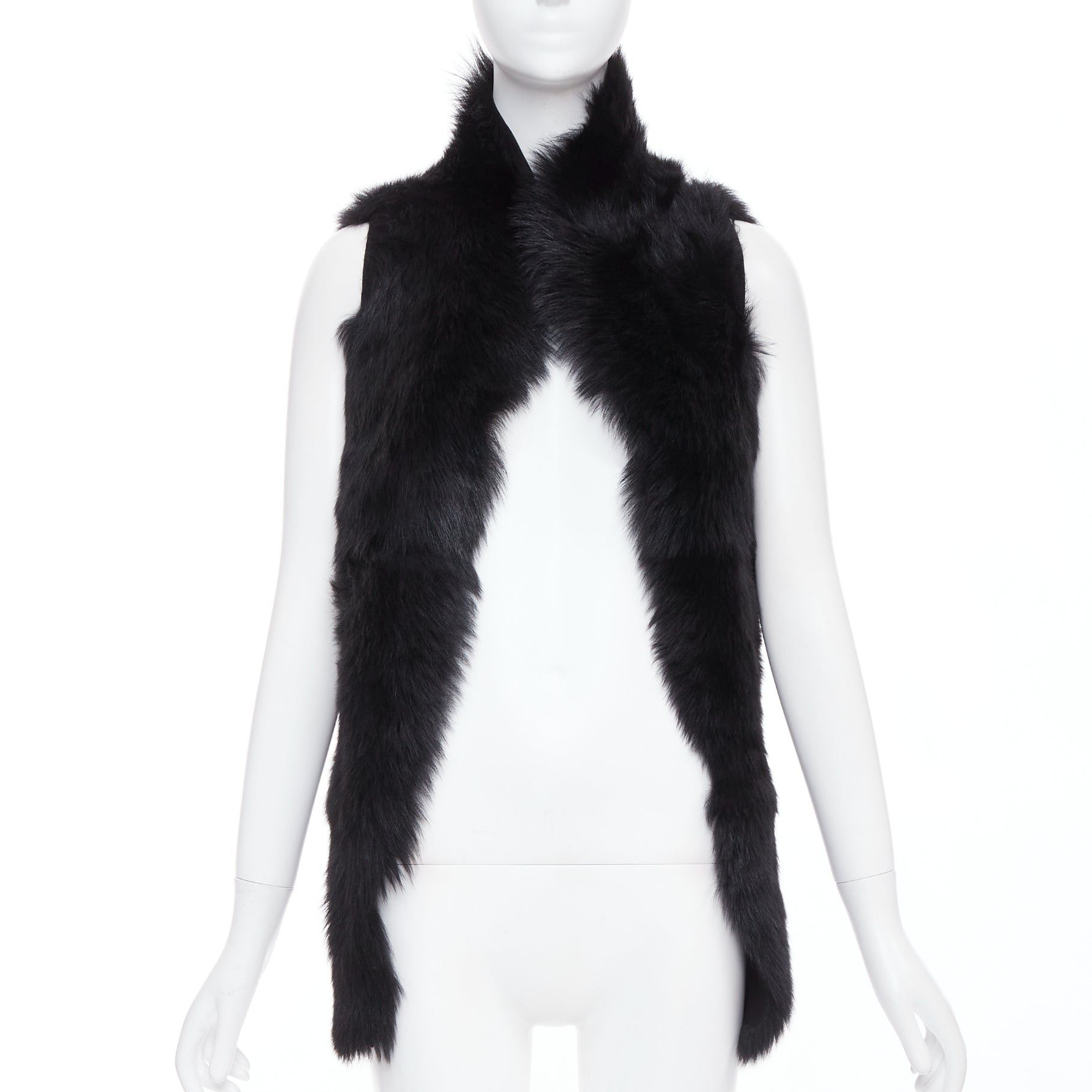 Whistles WHISTLES black 100% lamb leather fur high vest jacket XS Size S / US 4 / IT 40 - 1 Thumbnail