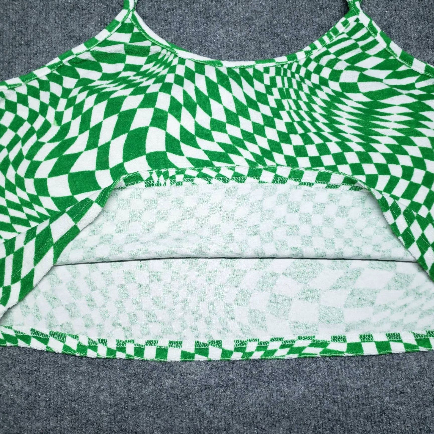 Vintage VINTAGE Rue21 Crop Top Womens Plus 4X Green White Checkered Spaghetti Strap Terry New Size XXL / US 16-18 / IT 52-54 - 6 Thumbnail