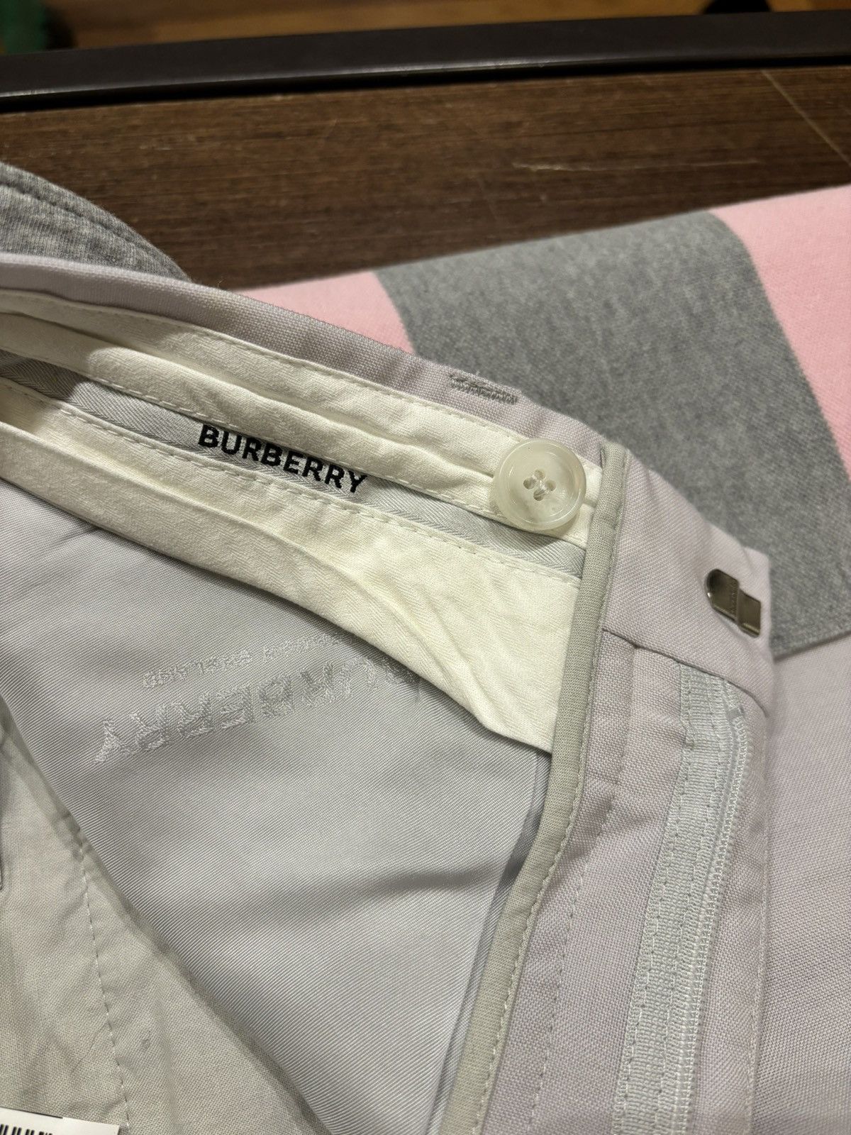 Burberry Burberry Men’s Light Pebble Grey Striped Skirt Pant Size US 31 - 4 Thumbnail