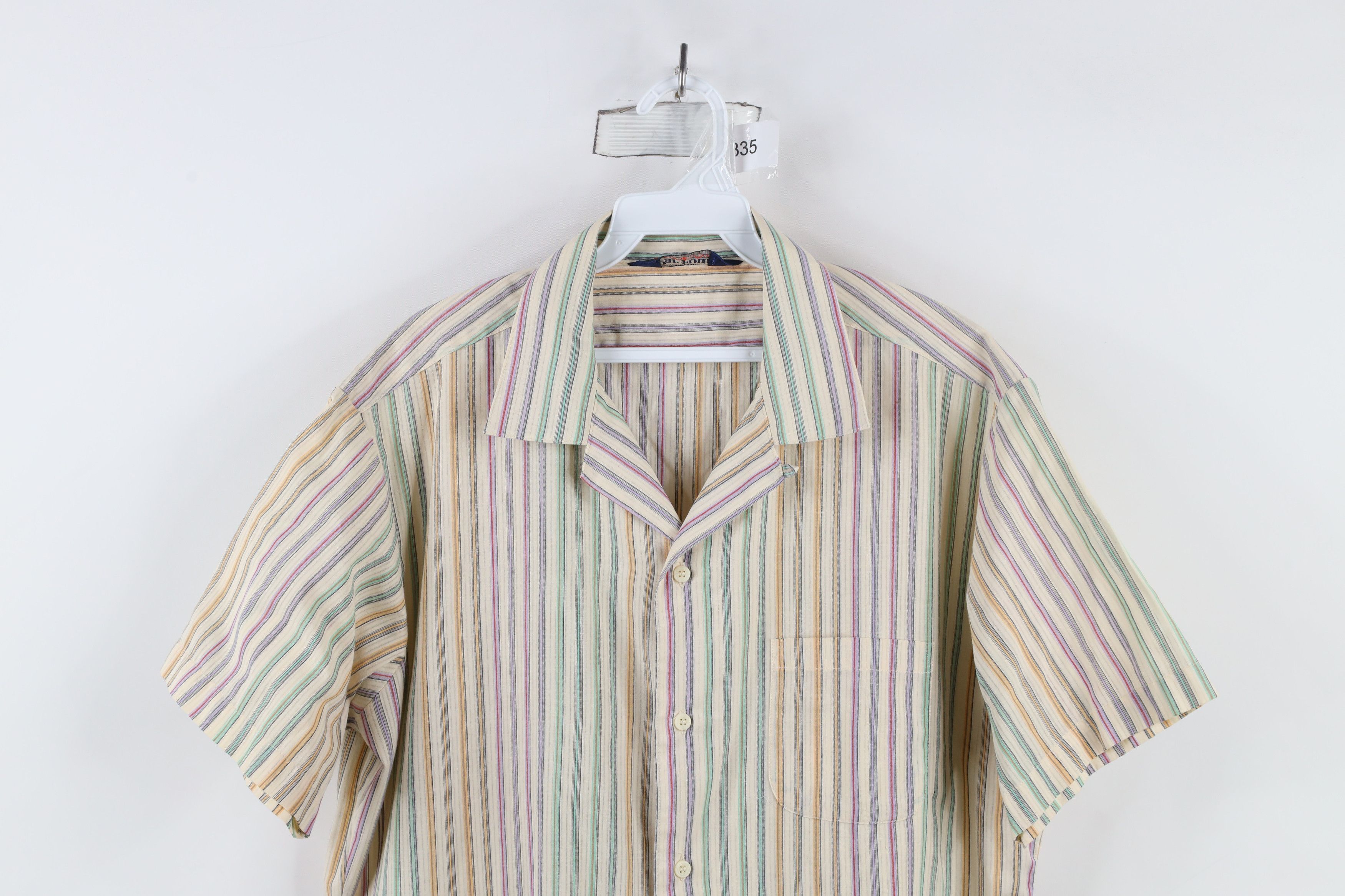 Vintage Vintage 70s Streetwear Collar Rainbow Striped Button Shirt Size US L / EU 52-54 / 3 - 2 Thumbnail