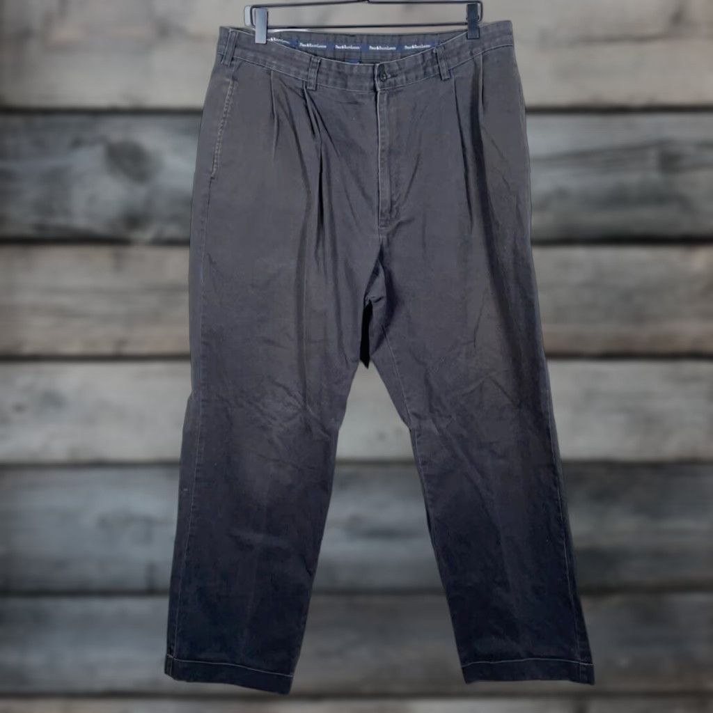 Polo Ralph Lauren VINTAGE Polo Ralph Lauren Chino Pants Men’s 38 x 32 Regular Fit Pleated Cuffed Black Cotton Preppy Size US M / EU 48-50 / 2 - 1 Thumbnail