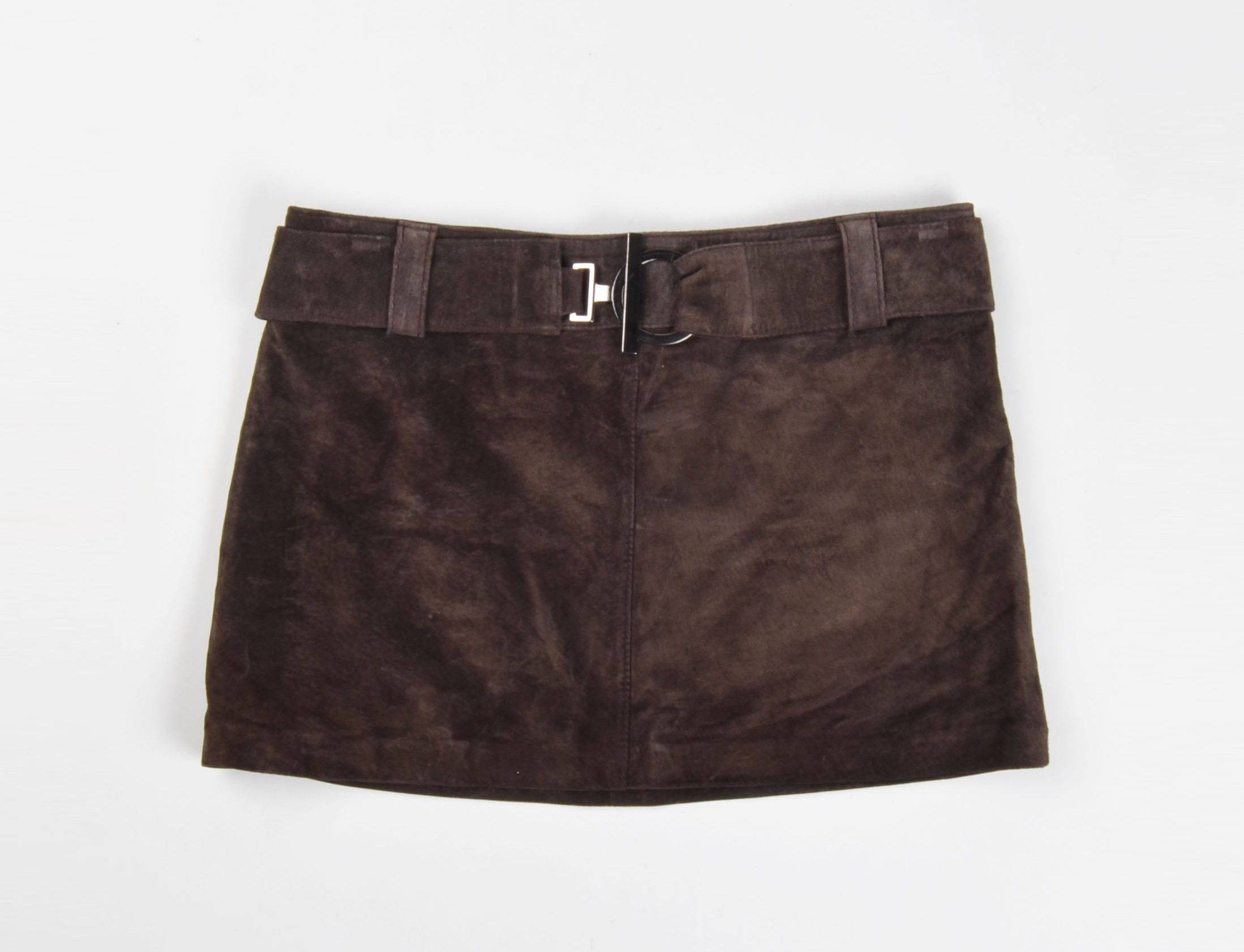 Vintage Rare Jane Norman Y2K Belted Suede Leather Mini Skirt Size 28" / US 6 / IT 42 - 3 Thumbnail