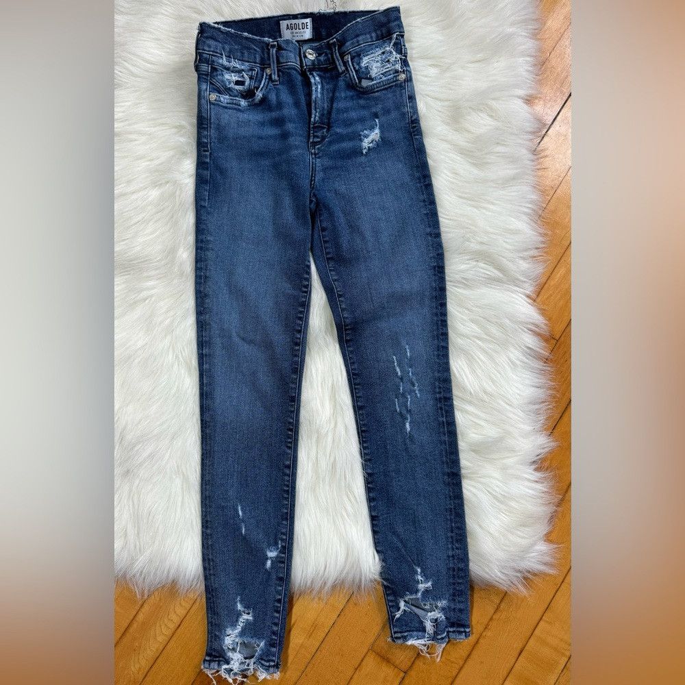 Agolde Agolde Sophie Zip Fly High Rise Distressed Frayed Hem Denim Size 24" / US 00 / IT 34 - 2 Thumbnail