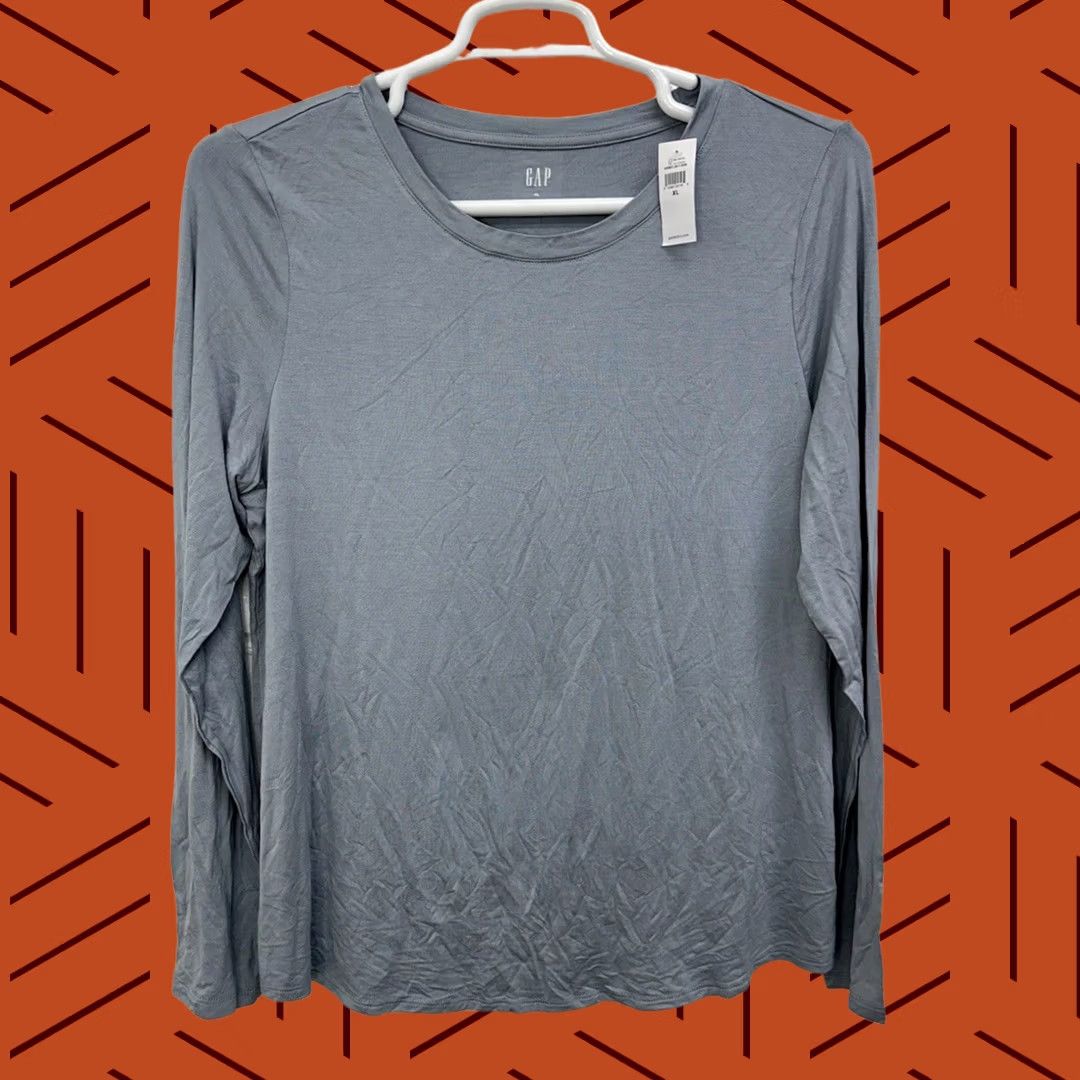 Dusk NWT Gap Luxe T Long Sleeve Luxe Jersey Shirt Blue Dusk Women’s XL Shirt Womens XL Blue Gray T-Shirt L/XG? Size XL / US 12-14 / IT 48-50 - 1 Thumbnail