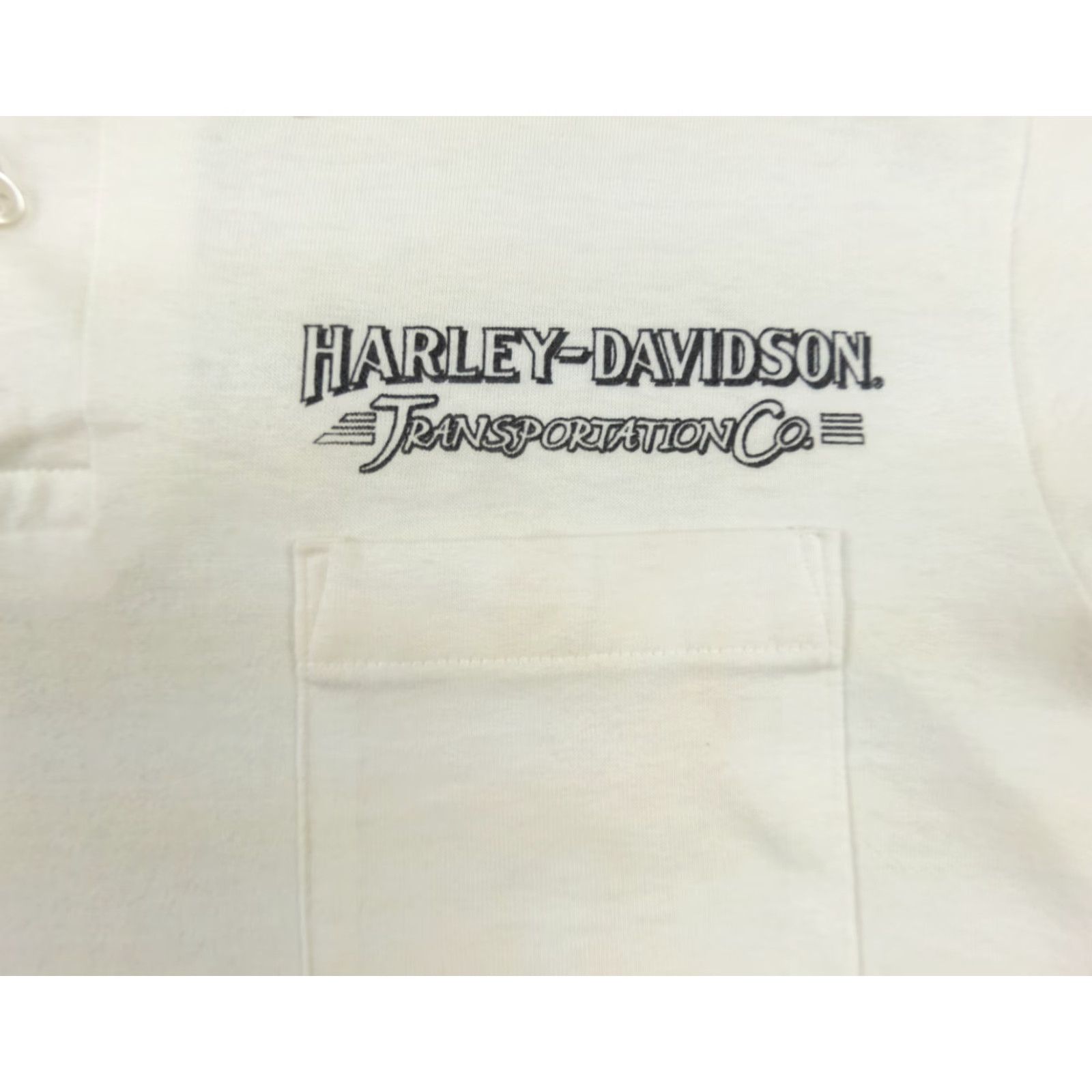 Harley Davidson VINTAGE Harley-Davidson Polo Shirt Adult XL White Short Sleeve Motorcycle Shirt Polo Harley-Davidson 80s 90s Mens Size US XL / EU 56 / 4 - 3 Thumbnail